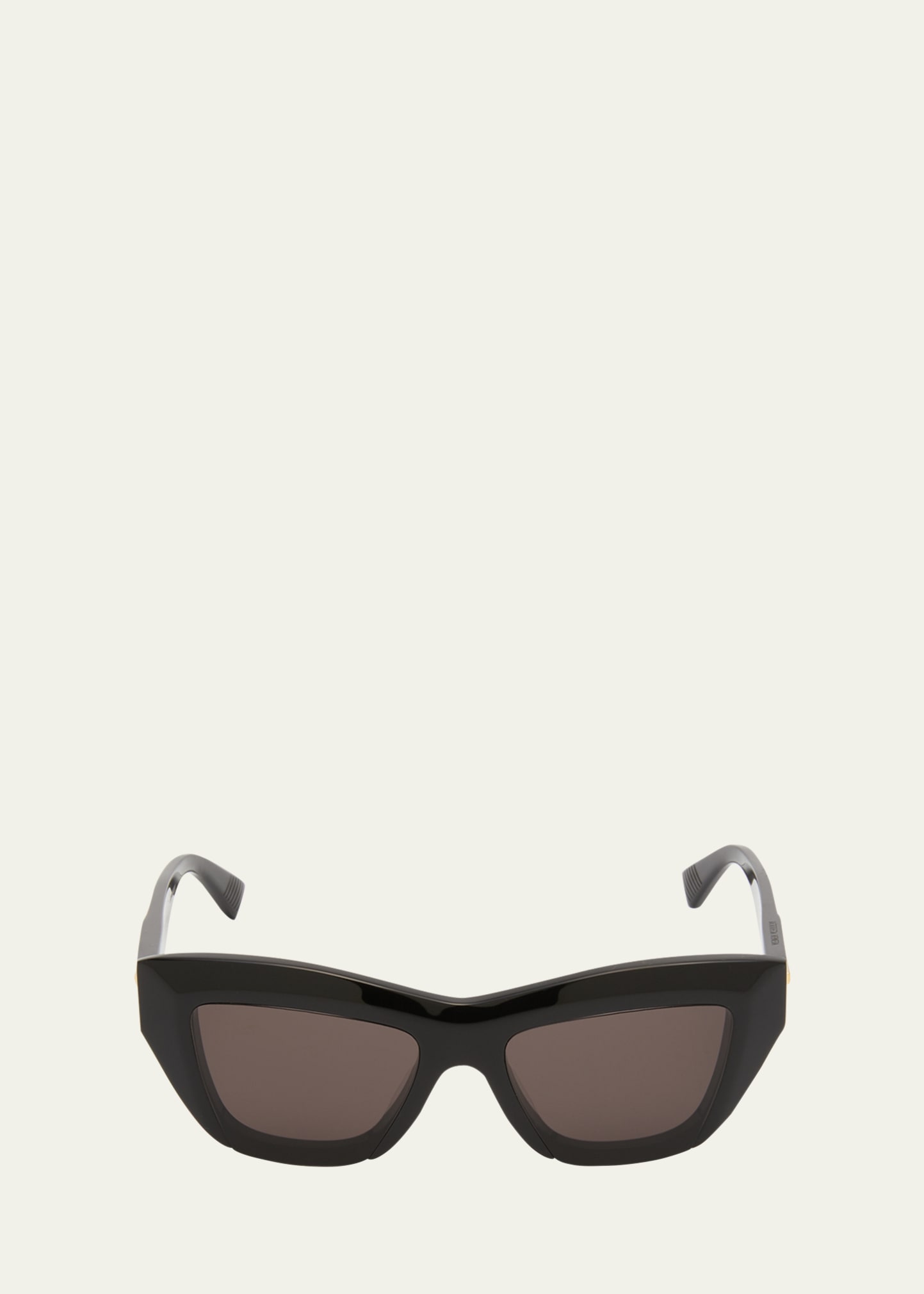 Shop Bottega Veneta Raised Logo Acetate Cat-eye Sunglasses In 001 Shiny Solid B