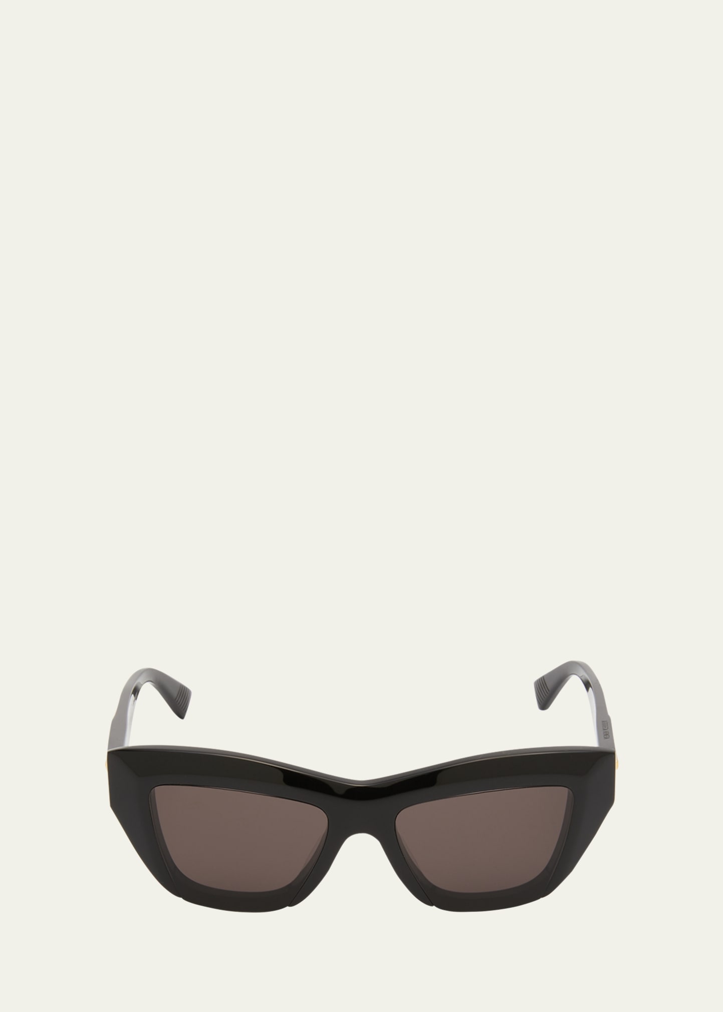 Bottega Veneta Raised Logo Acetate Cat-eye Sunglasses In 001 Shiny Solid B