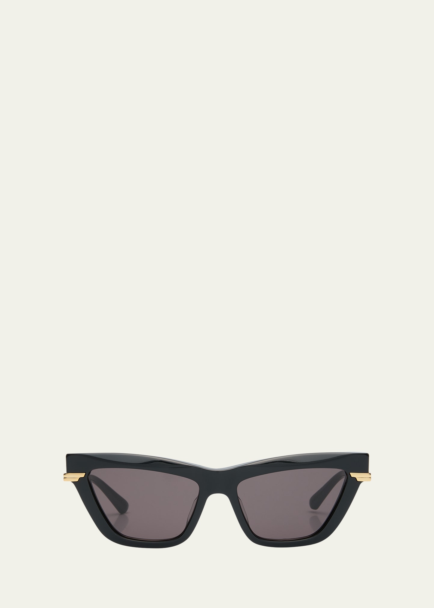 Bottega Veneta Logo Mixed-media Cat-eye Sunglasses In Black/gray Solid