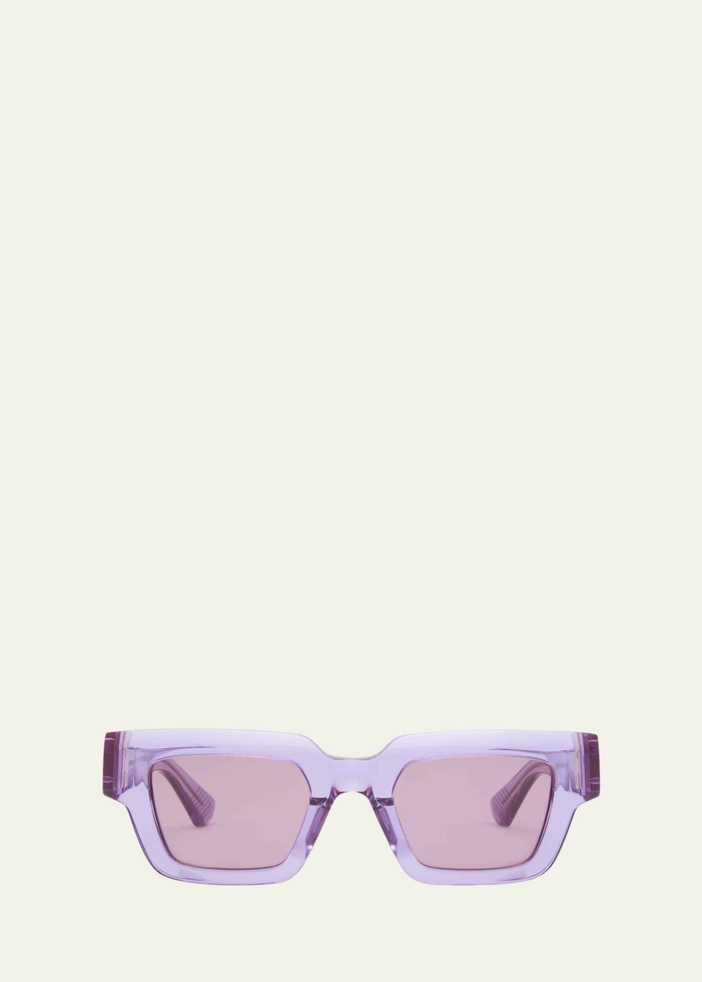Bottega Veneta 49mm Rectangular Sunglasses In 003 Shiny Transpa