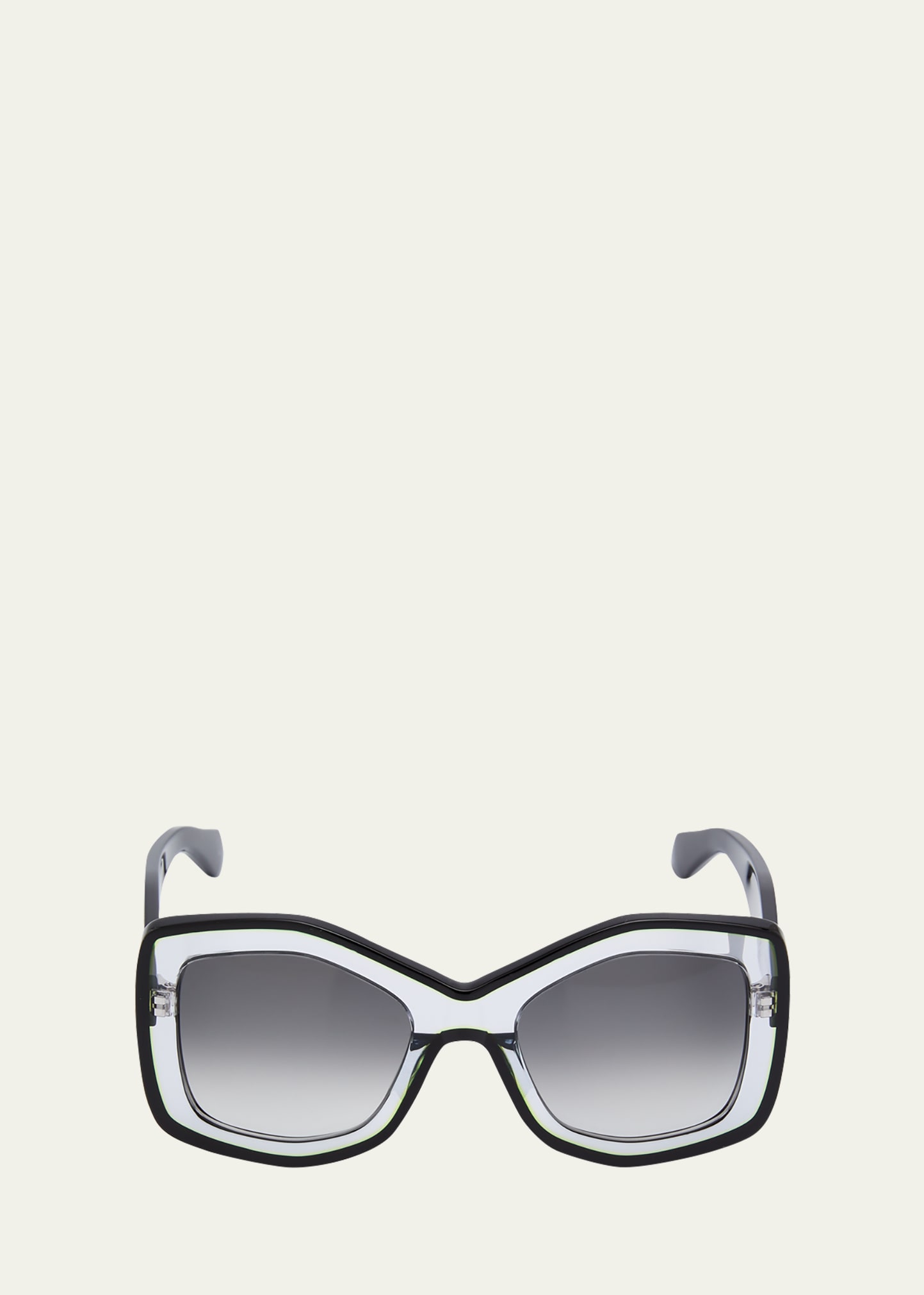 Alaïa Logo Square Acetate Sunglasses In 002 Shiny Solid B | ModeSens