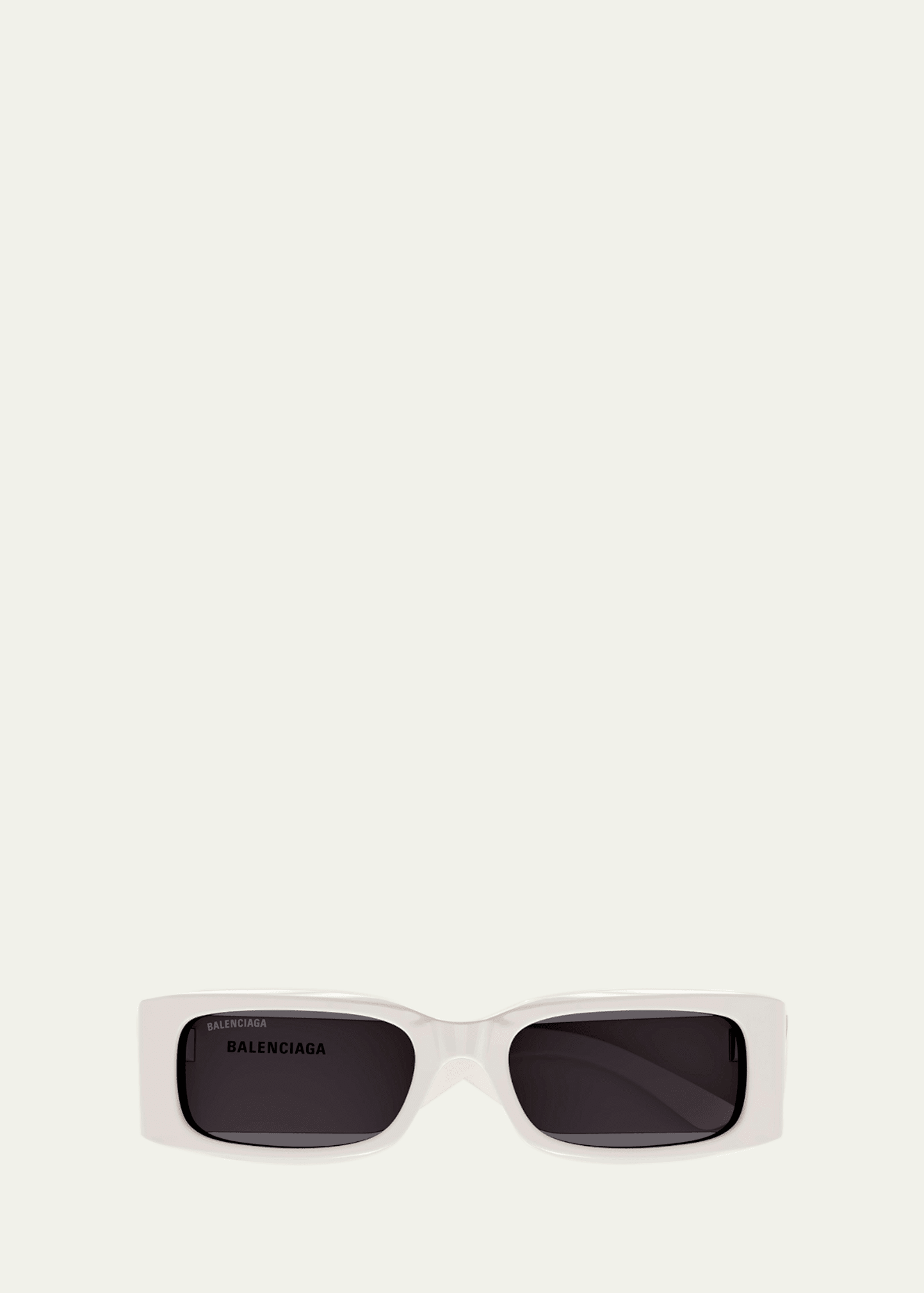 Balenciaga Acetate Rectangle Sunglasses In Shiny Solid Ivory