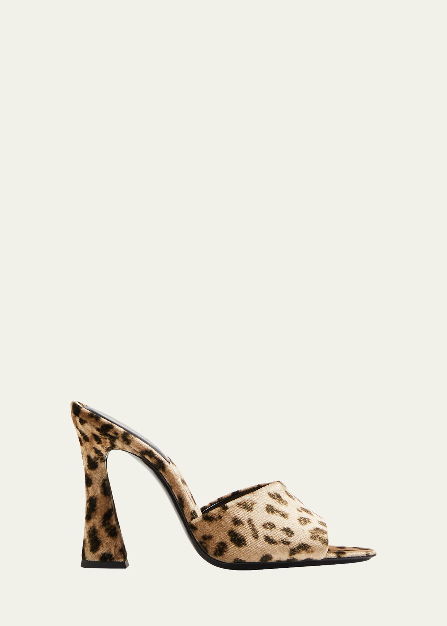 Saint Laurent Gippy Leopard Slide Sandals In Manto Naturale