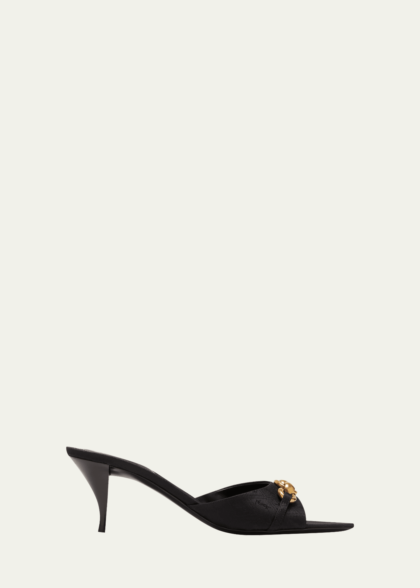 Shop Saint Laurent Gippy Chain Kitten-heel Slide Sandals In Nero