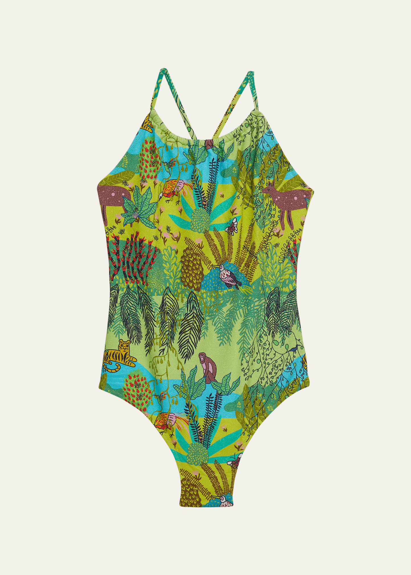 Shop Vilebrequin Girl's Jungle Rousseau One-piece Swimsuit In Gingembre