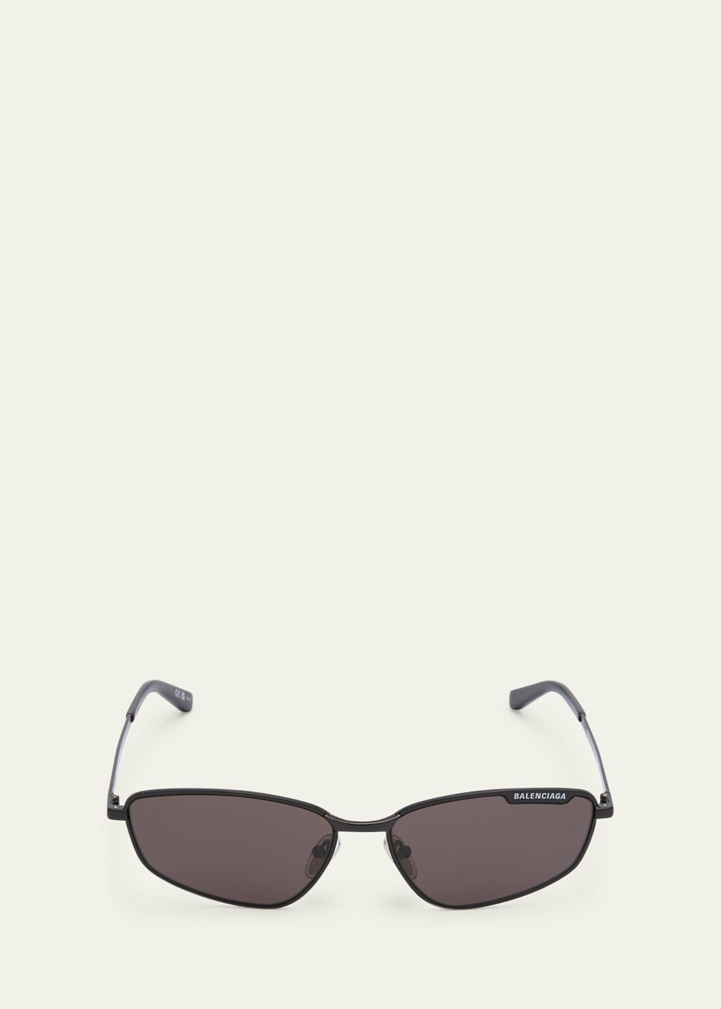 Shop Balenciaga Men's Metal Cat-eye Sunglasses With Logo In Black