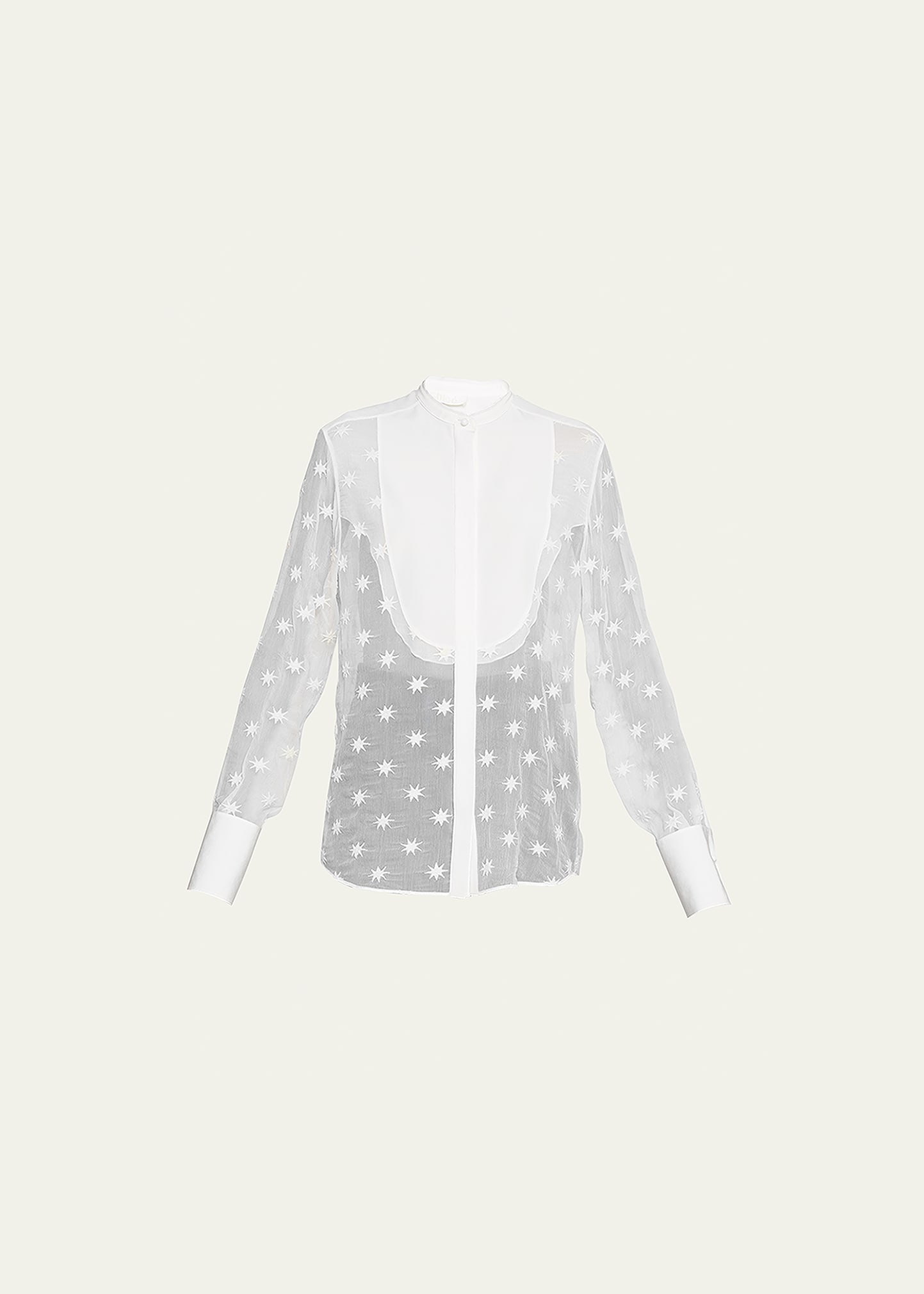 CHLOÉ EMBROIDERED BIB BLOUSE