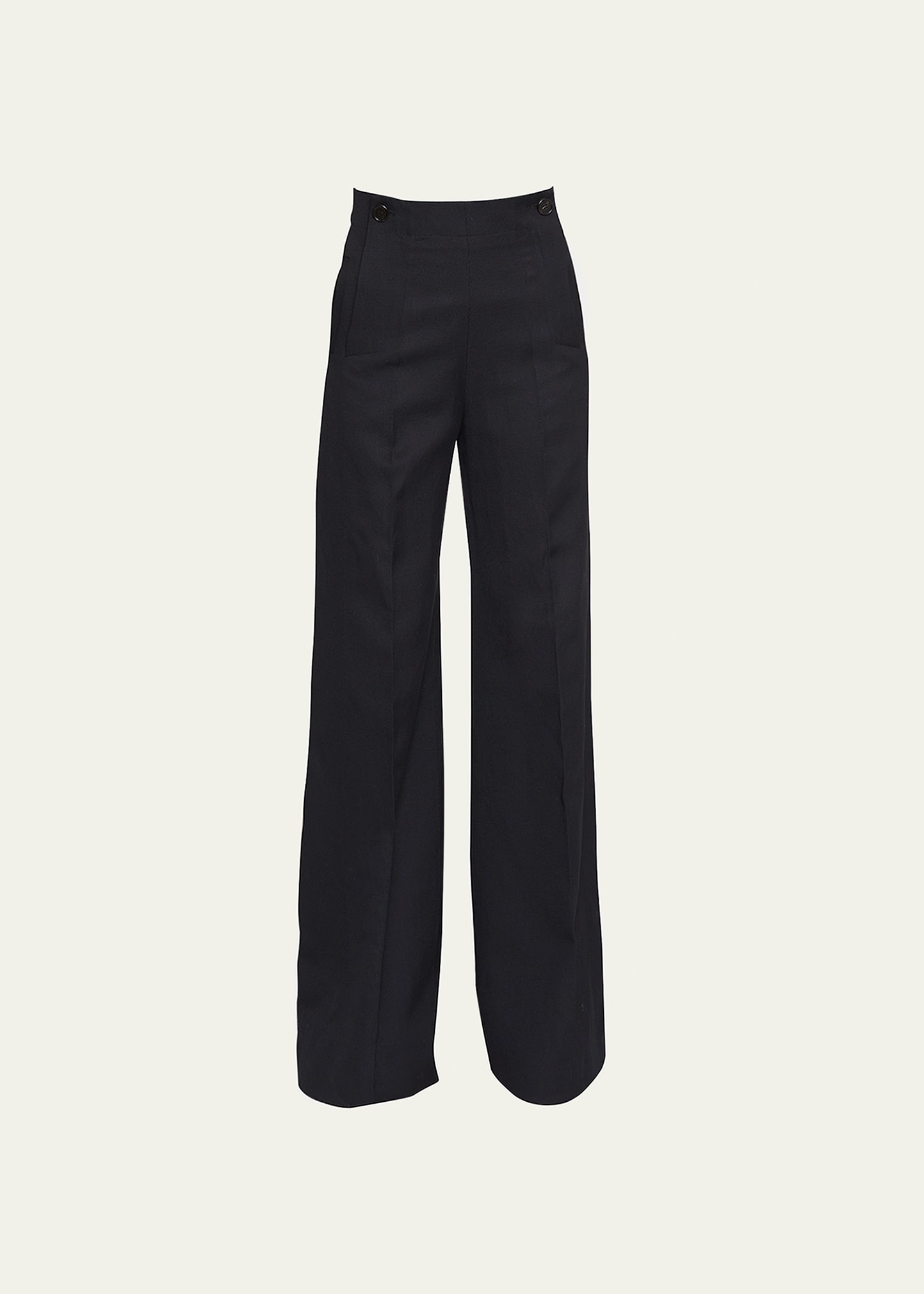 Wool Blend Wide-Leg Trousers