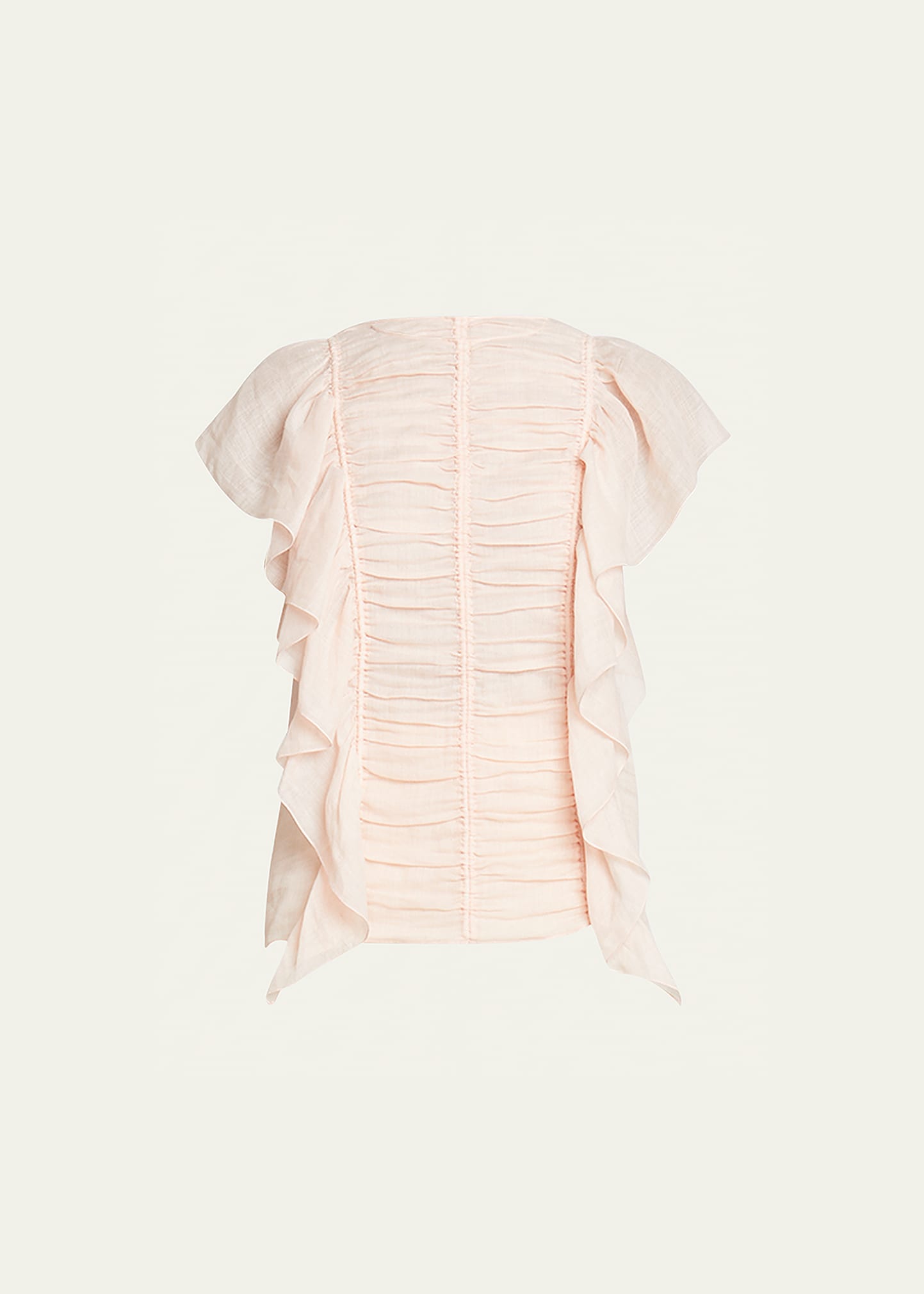 Chloé Ruched Sleeveless Top With Ruffle Detail In Pansy Pink