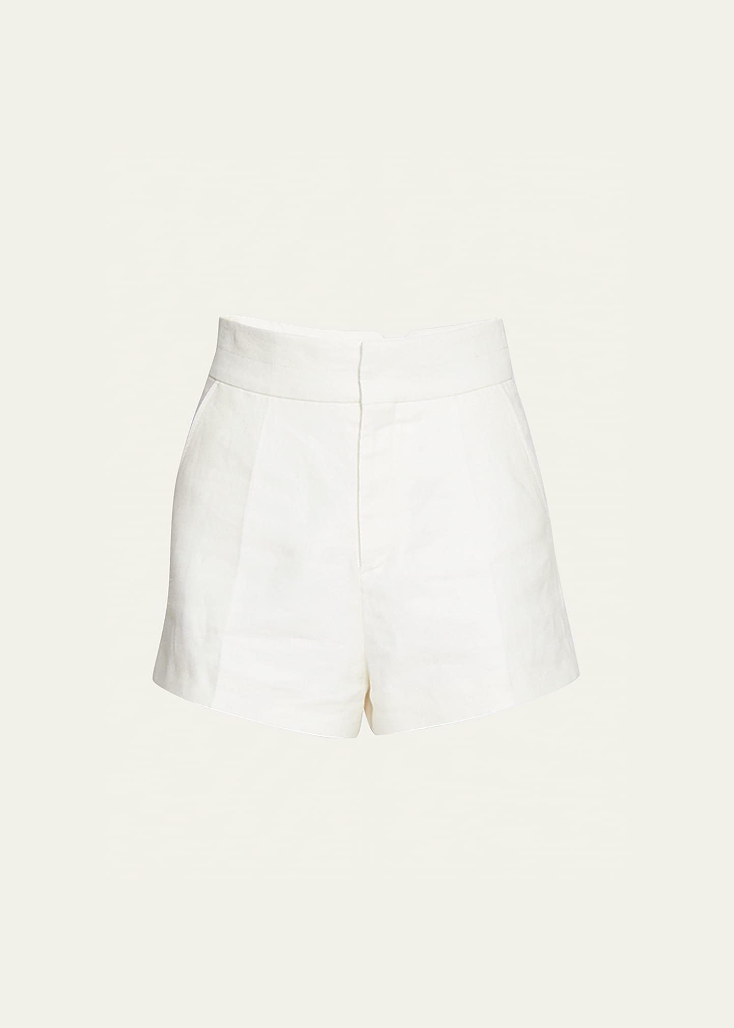 Chloé High-rise Linen Drill Shorts In Iconic Milk