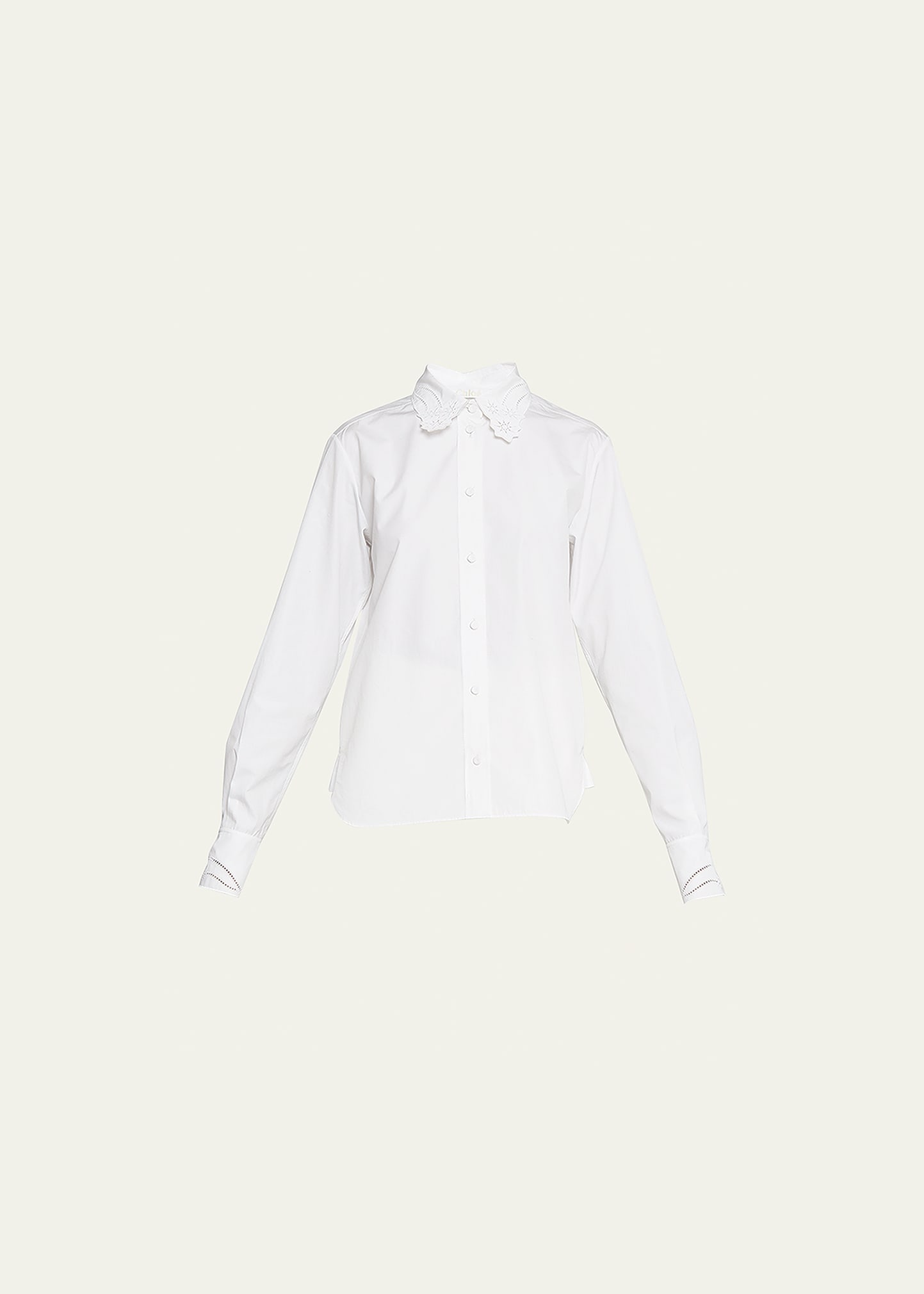 Poplin Button-Down Shirt with Embroidered Detail