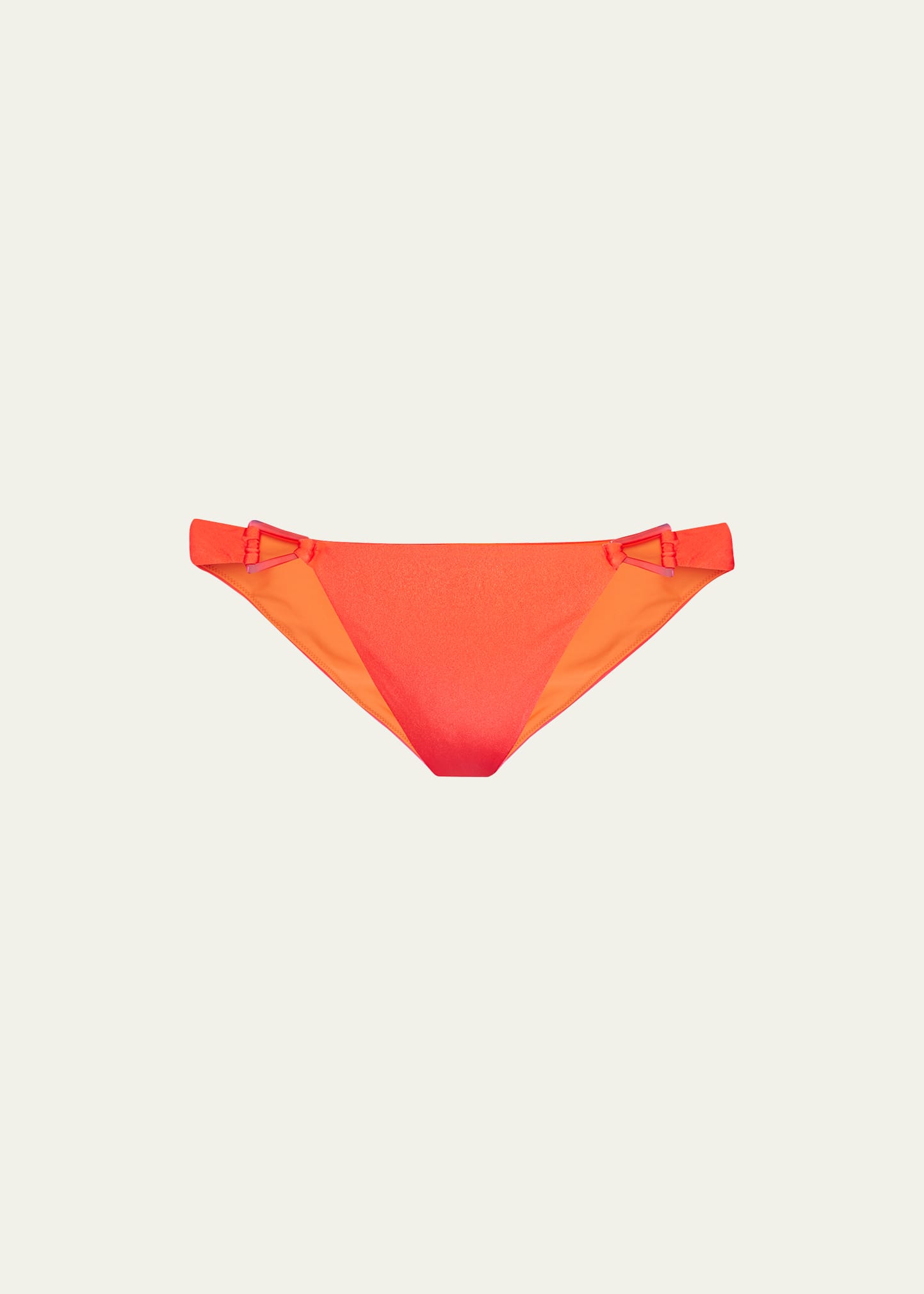 Jonathan Simkhai Gravyn Satin Ombré Ring Bikini Bottoms In Tangerine Ombre