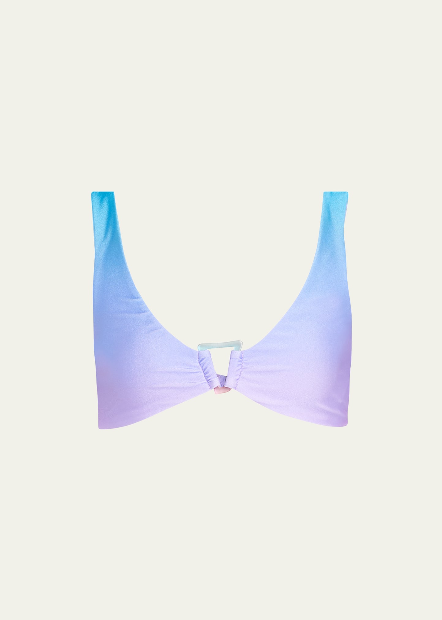 Jonathan Simkhai Raquel Satin Ombre Ring Bikini Top In Lilac Ombre