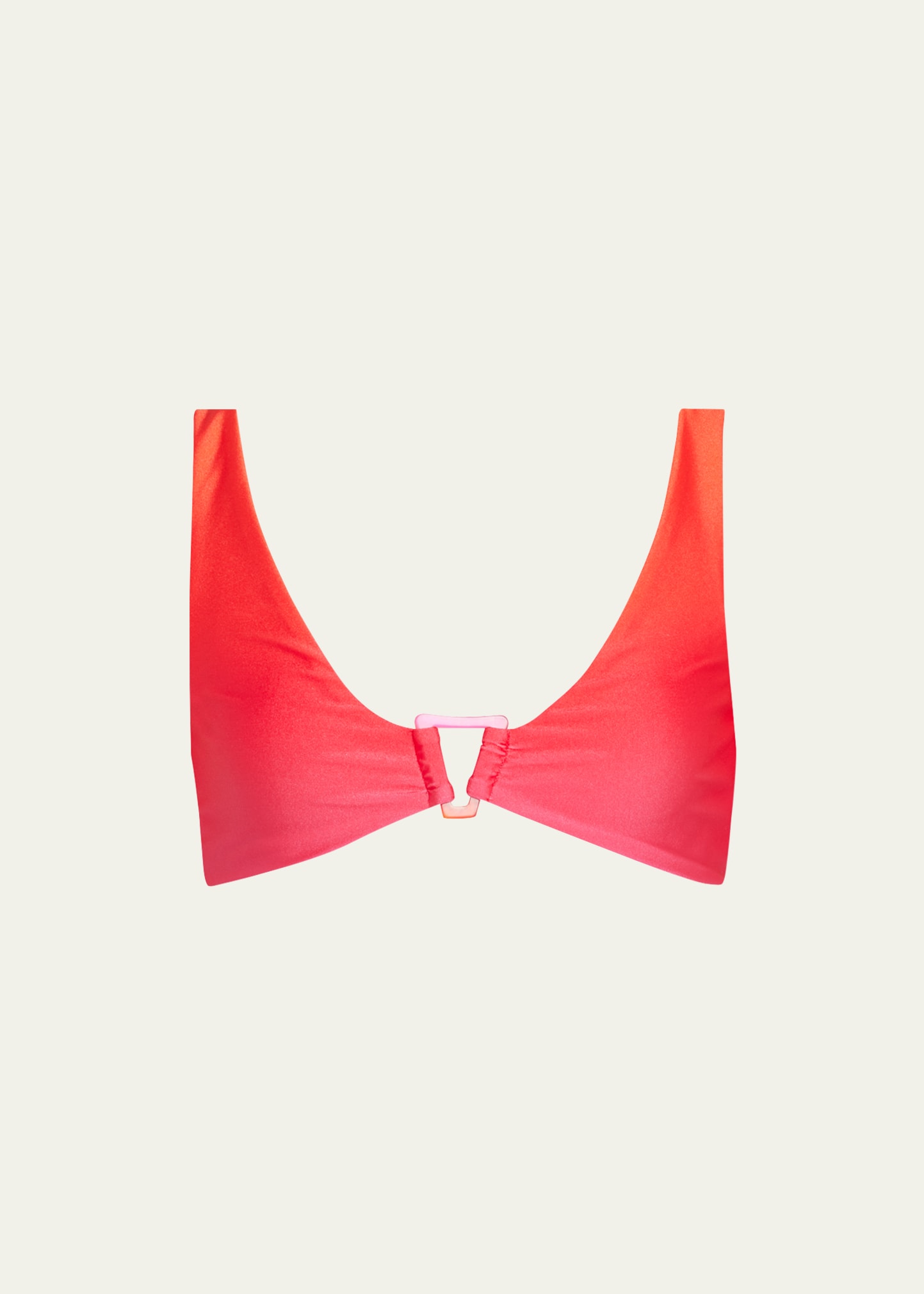 Simkhai Raquel Satin Ombre Ring Bikini Top In Tangerine Ombre