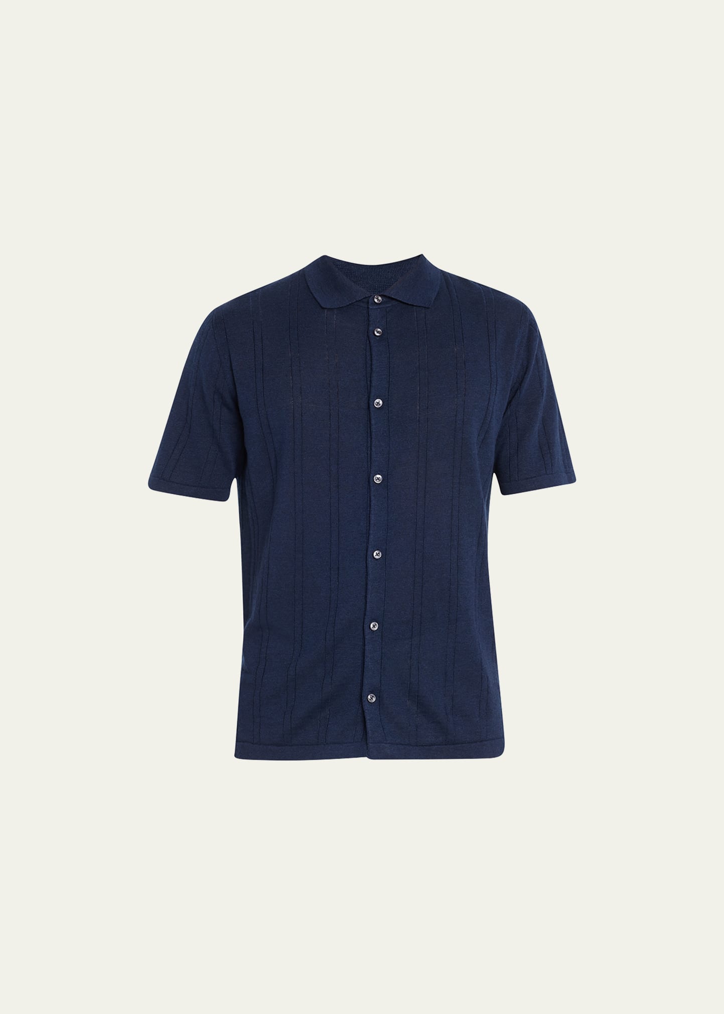 Fioroni Men's Knit Short-sleeve Shirt In Navy