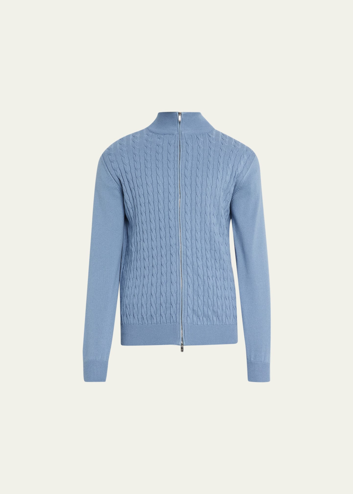 Fioroni Men's Cable Knit Full-Zip Sweater