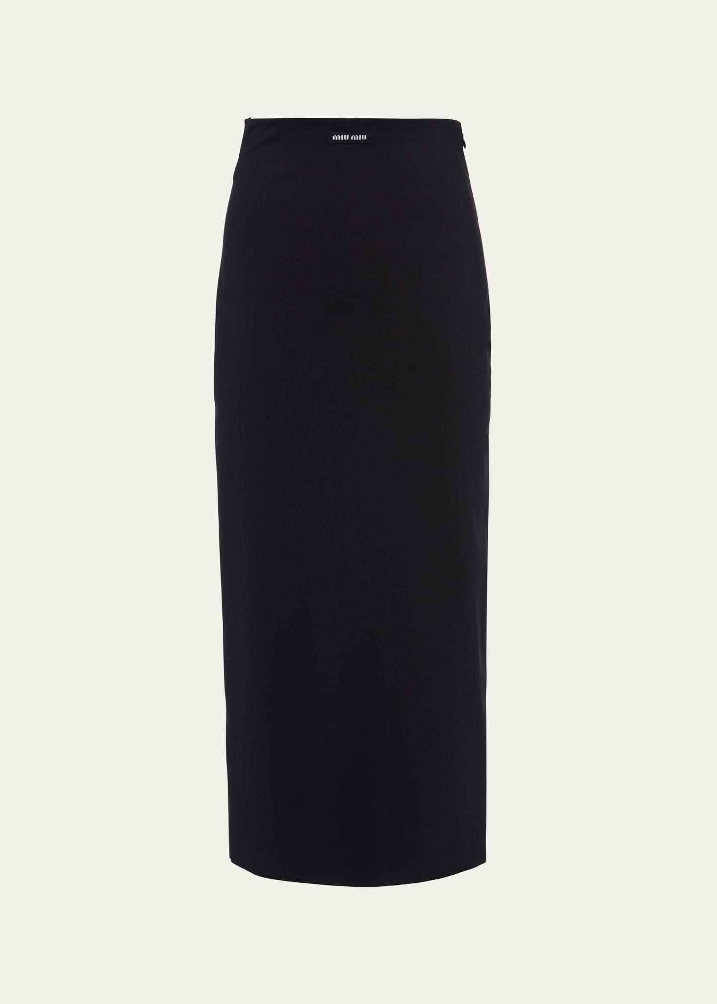 Miu Miu Pencil Jersey Midi Skirt In F0002 Nero