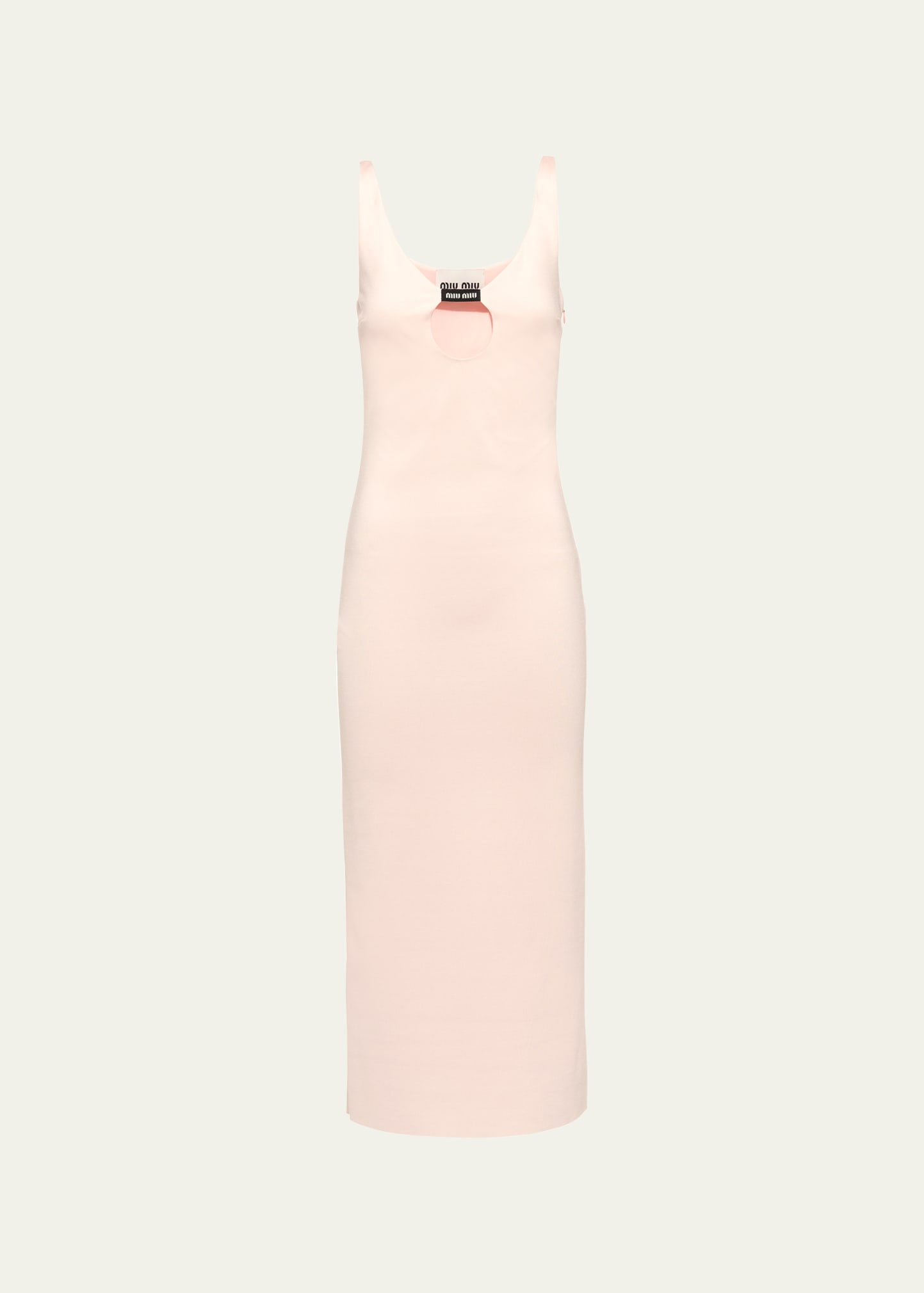 MIU MIU KEYHOLE LOGO MIDI DRESS