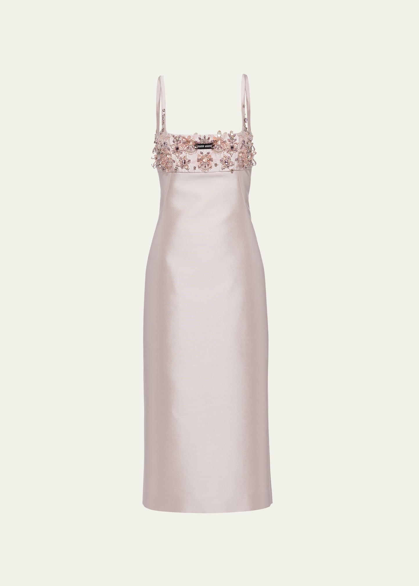 Miu Miu Embellished Silk And Wool Midi Dress In F0d91 Opale