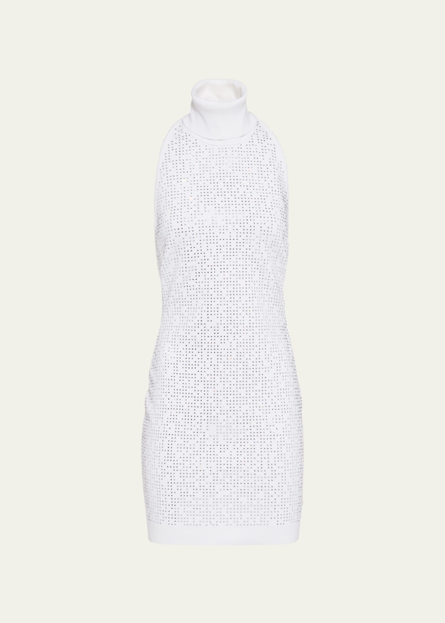 Miu Miu Halter Embellished Dress in Bianco