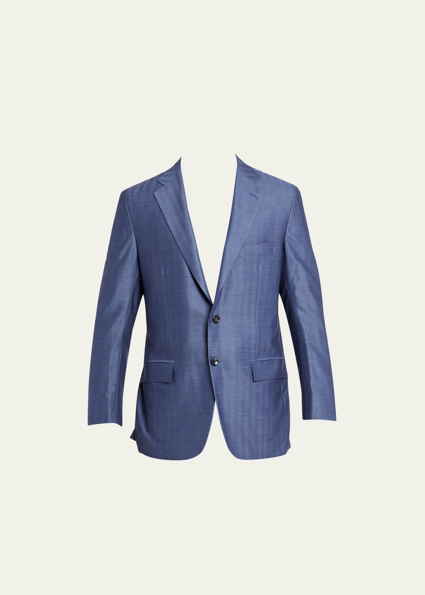 Kiton Men's Wool-cashmere Herringbone Suit In Grn
