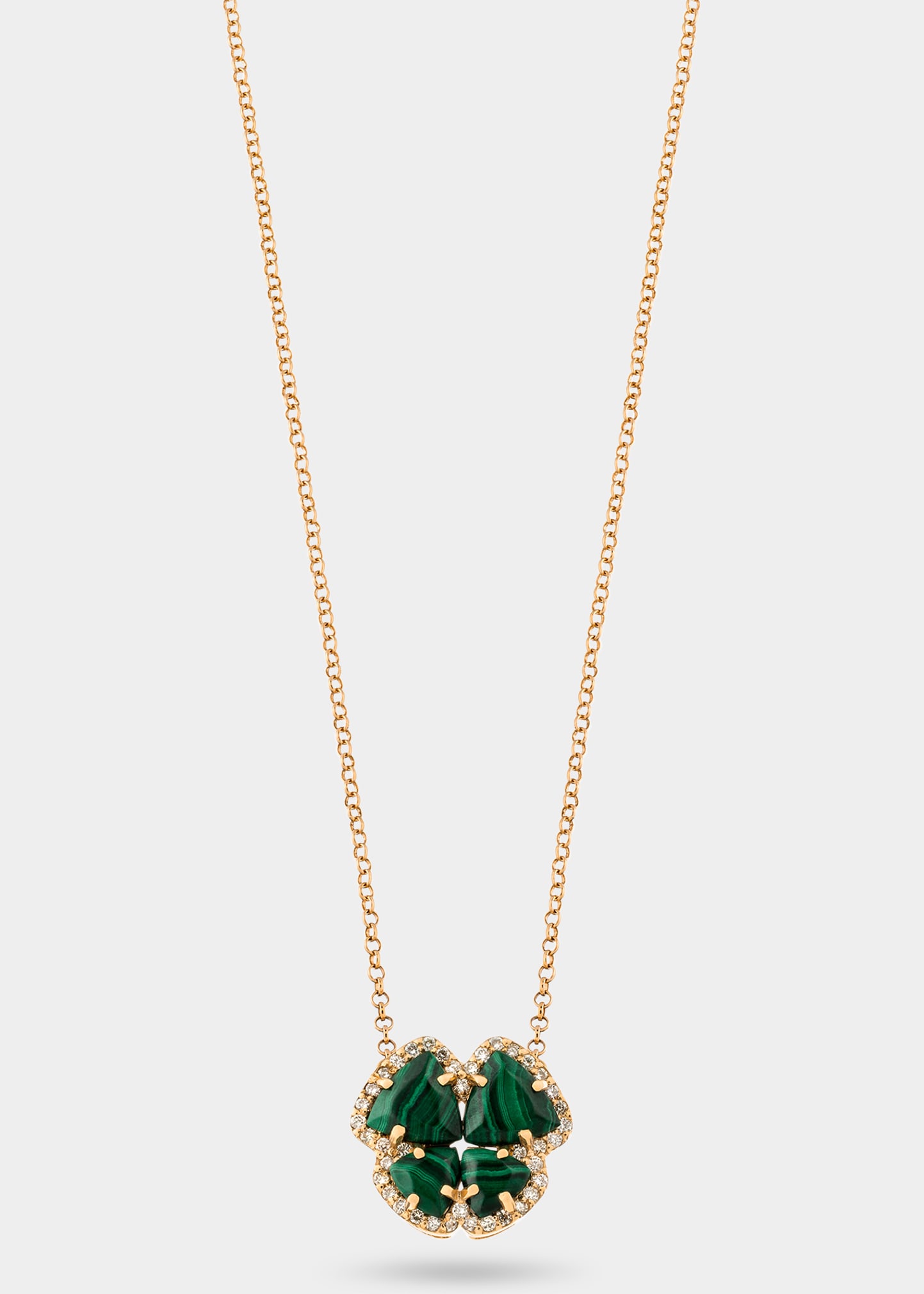 Rose Gold Petit Butterfly Necklace With Malachite And Diamonds