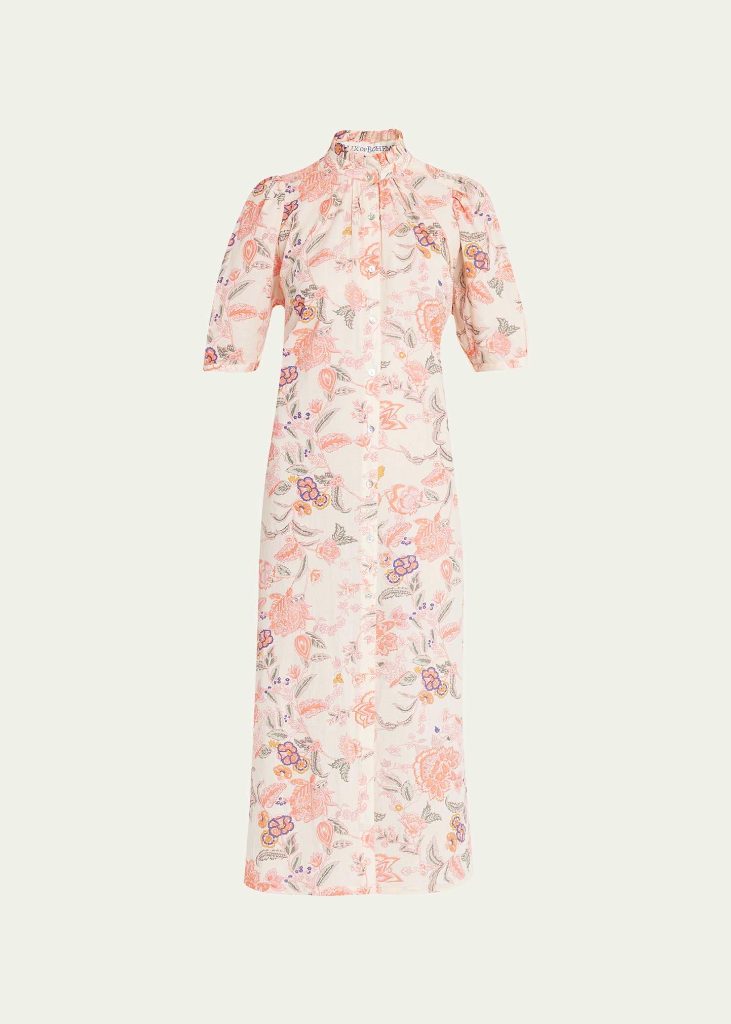 Alix Of Bohemia Remi Floral Midi Shirtdress In Peach