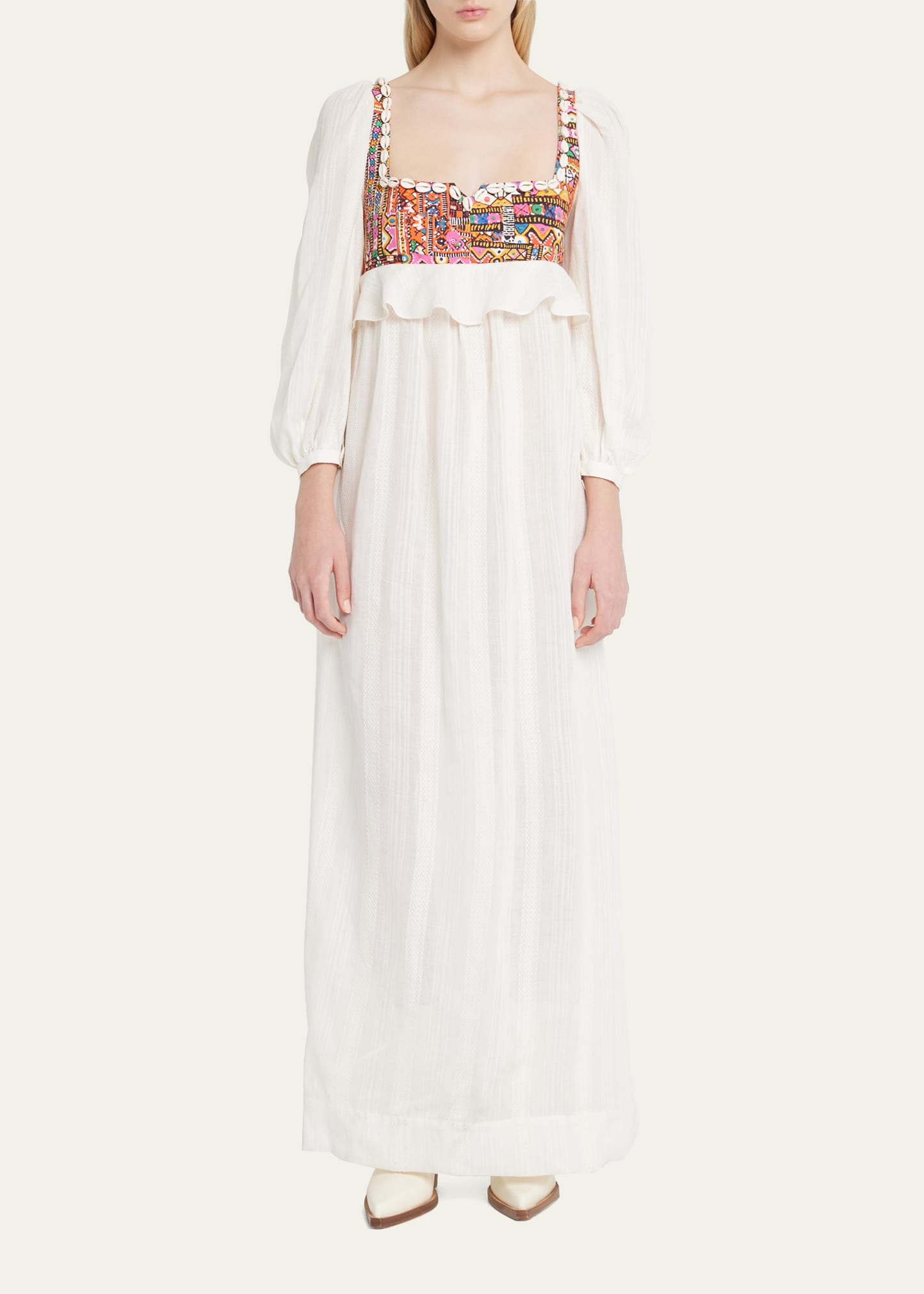 Bibi Hand-Embellished Empire-Waist Maxi Dress