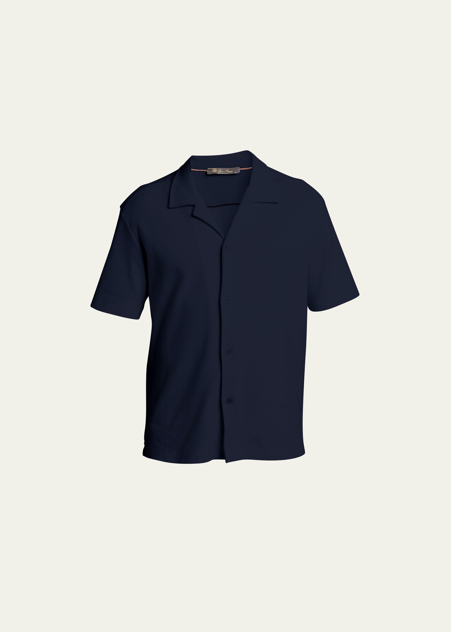 Loro Piana Men's Camicia Cotton-silk Camp Shirt In Blue Navy