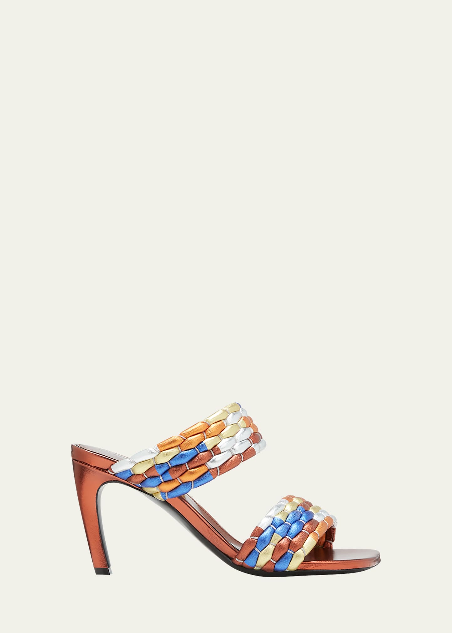 DRIES VAN NOTEN MULTICOLORED TWO-BAND SLIDE SANDALS