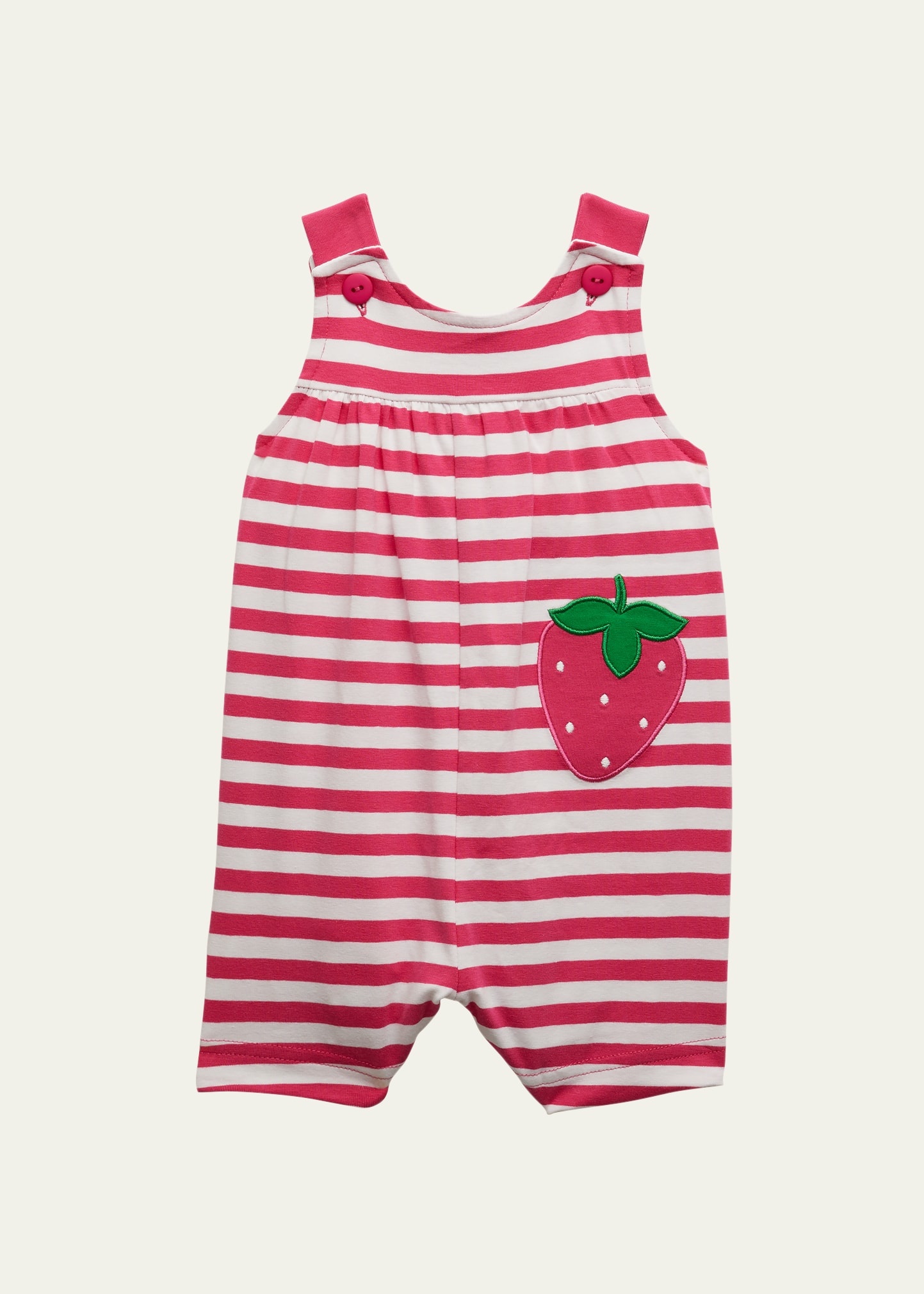 Florence Eiseman Girl's Striped Knit Embroidered Strawberry Playsuit, Size 3M-24M