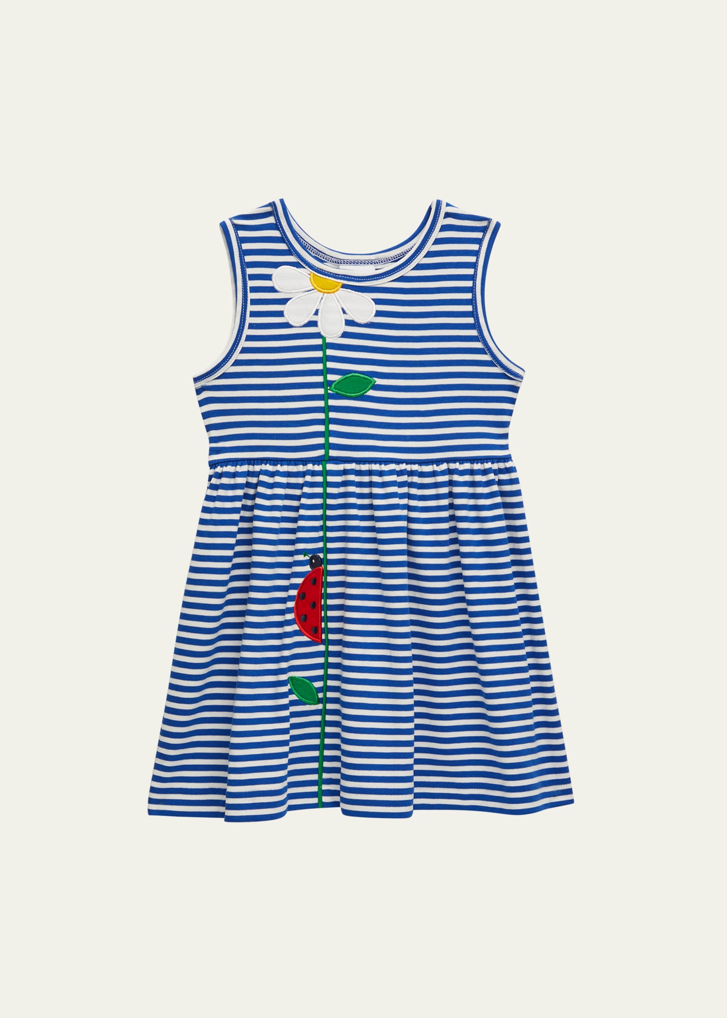 Florence Eiseman Girl's Striped Ladybug Applique Knit Dress, Size 3M-24M