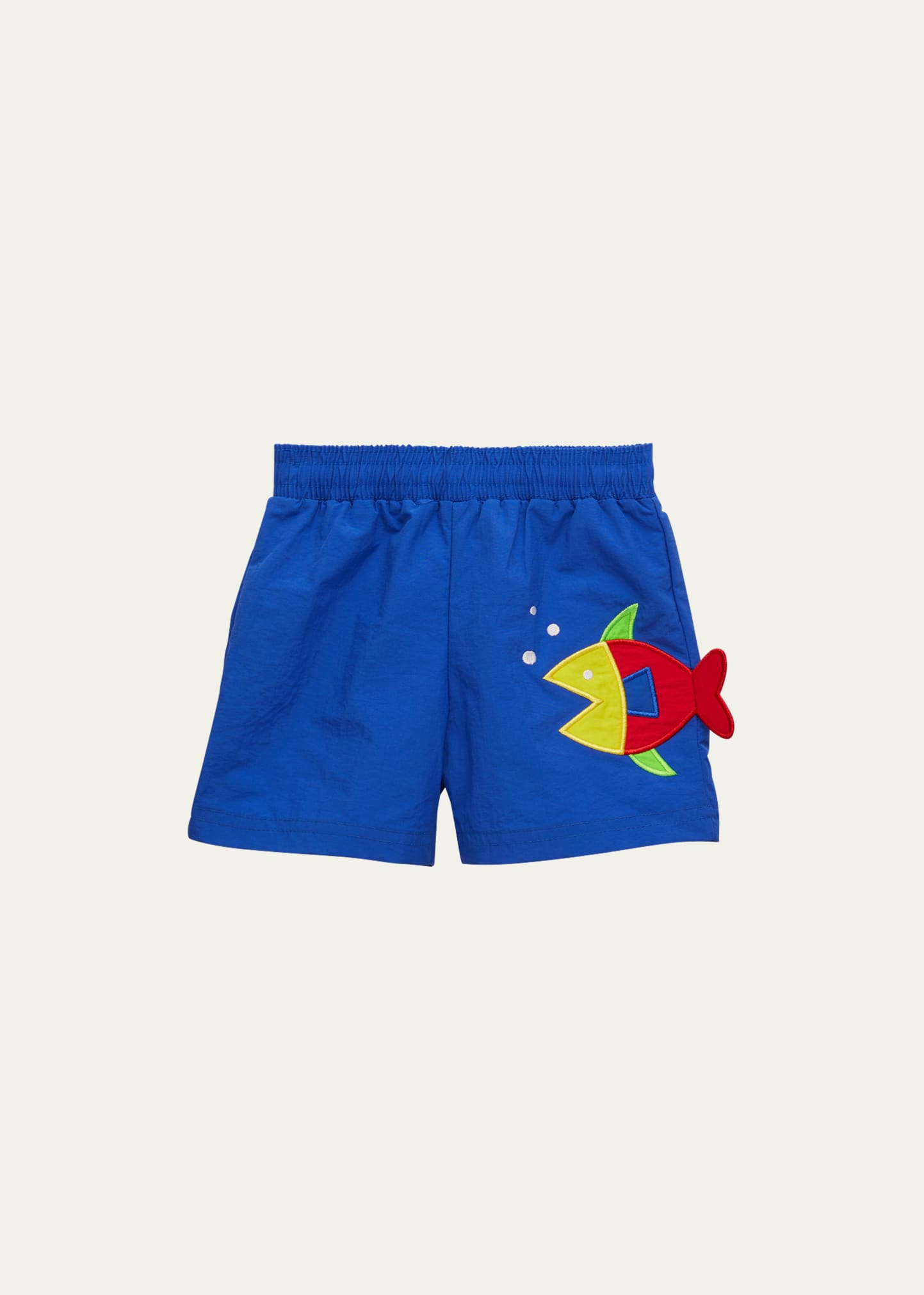 Boy's Embroidered Fish Swim Trunks, Size 6M-24M