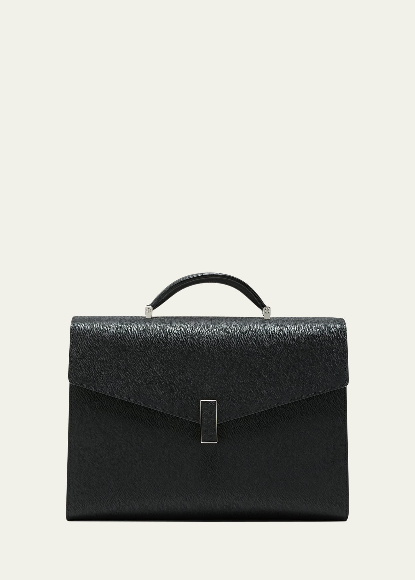 Shop Valextra Men's Iside Leather Briefcase In Nero Nn
