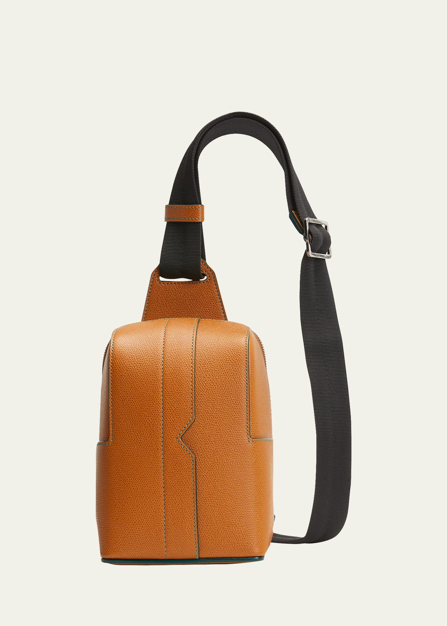 Valextra Men's V-line Leather One Shoulder Backpack In Orange