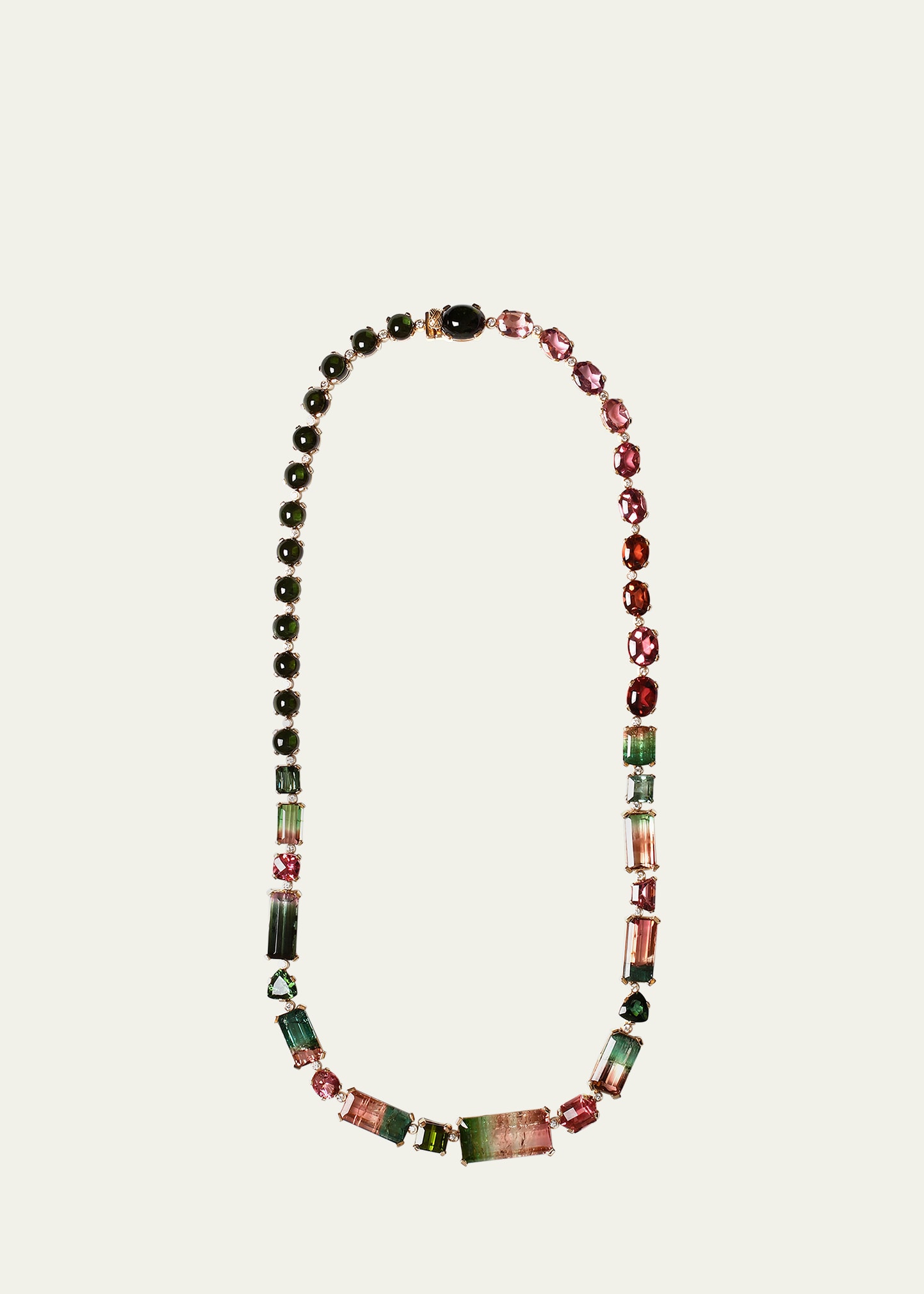 Stephen Dweck Pink, Green And Watermelon Tourmaline Necklace In 18k Gold