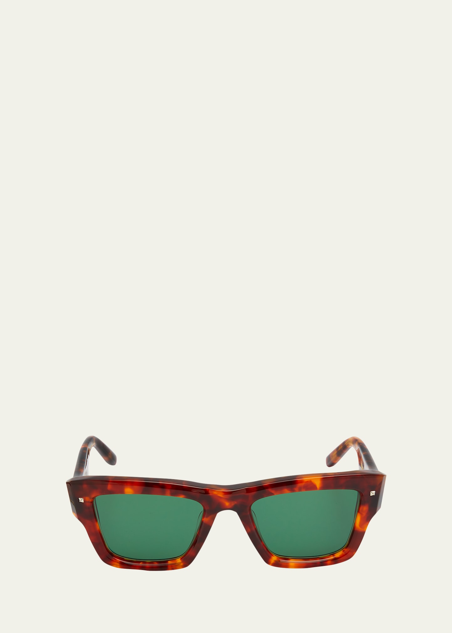 Valentino Xxii Square Acetate & Titanium Sunglasses In Honey Tortoise Da