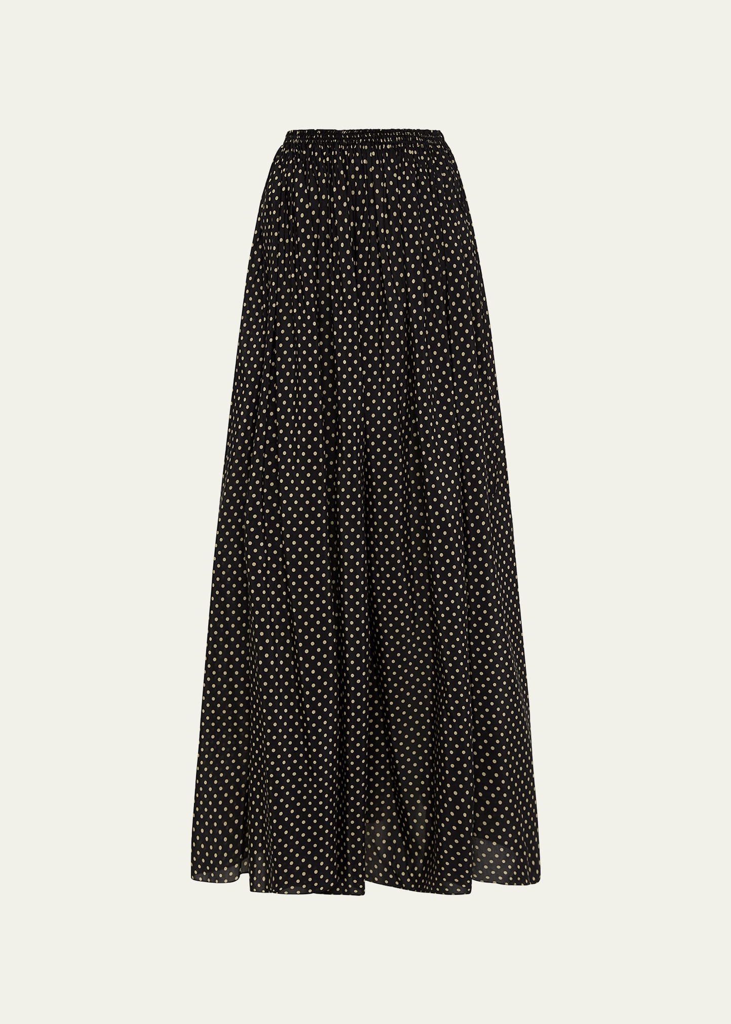 Polka Dot Shirred Wrap Maxi Skirt