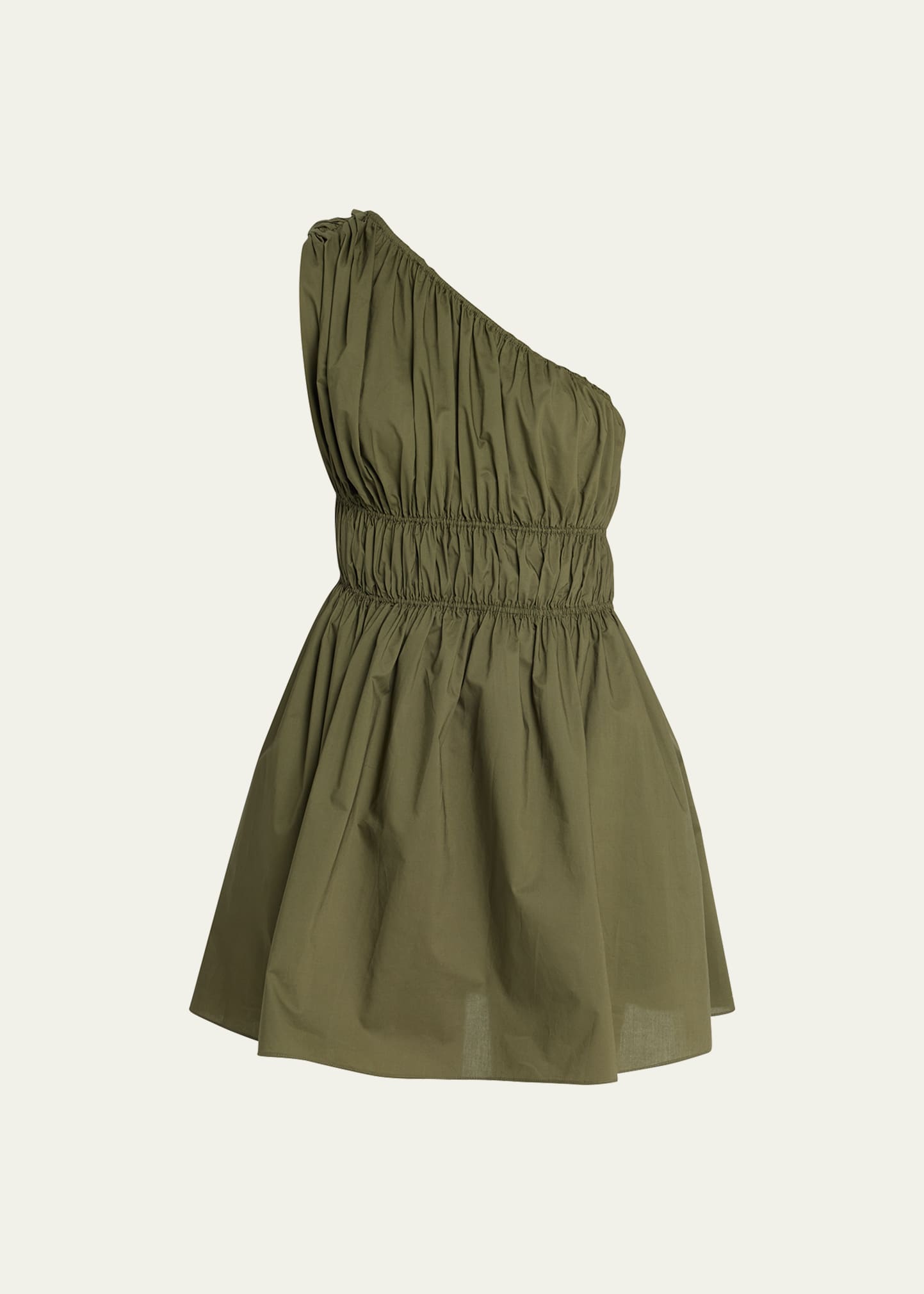 Shirred One-Shoulder Mini Dress
