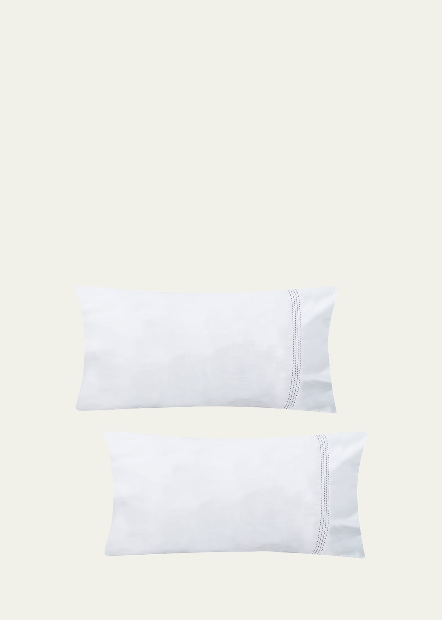 The Lino Essential Embroidered Standard Pillowcases, Set Of 2 In Navy
