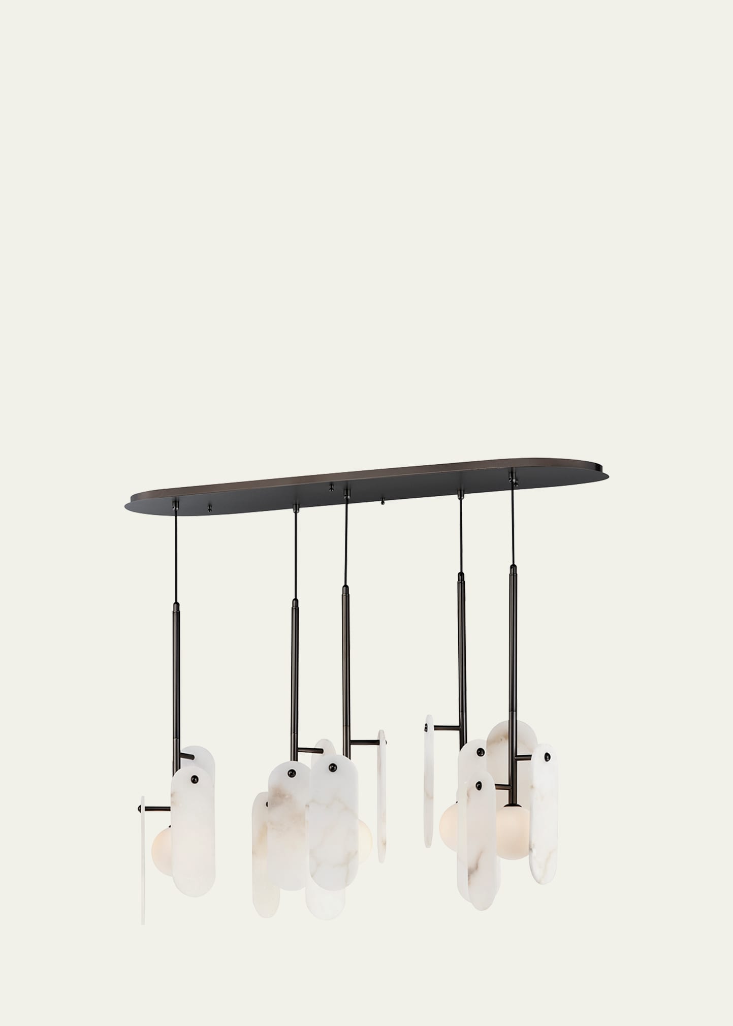 Studio M X Nina Magon Design From  Megalith 5-light Pendant Dichroic Glass In Spanish Alabaster