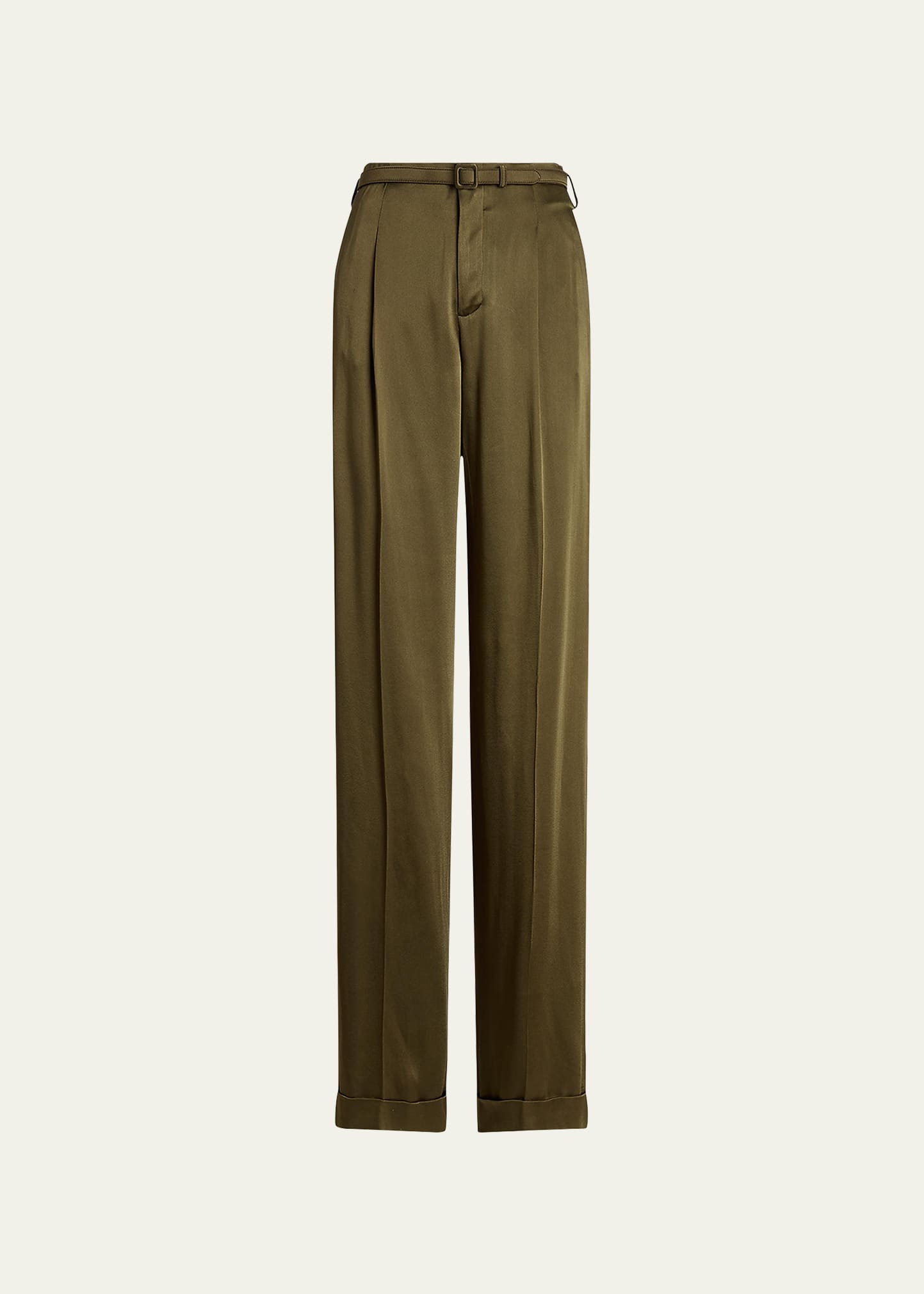 Acklie Pleated Wide-Leg Belted Pants