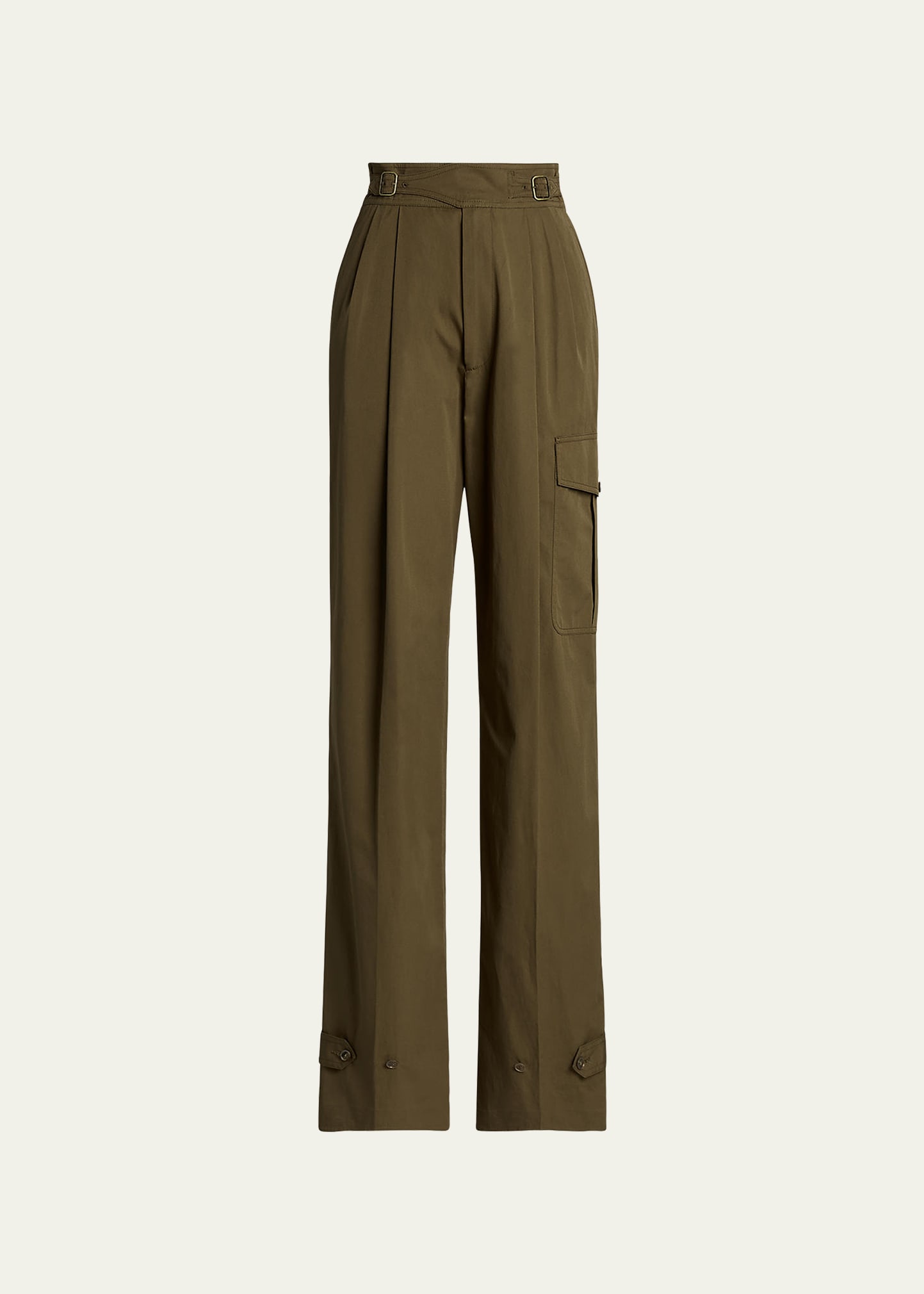Anniston Pleated Belted-Cuff Pants