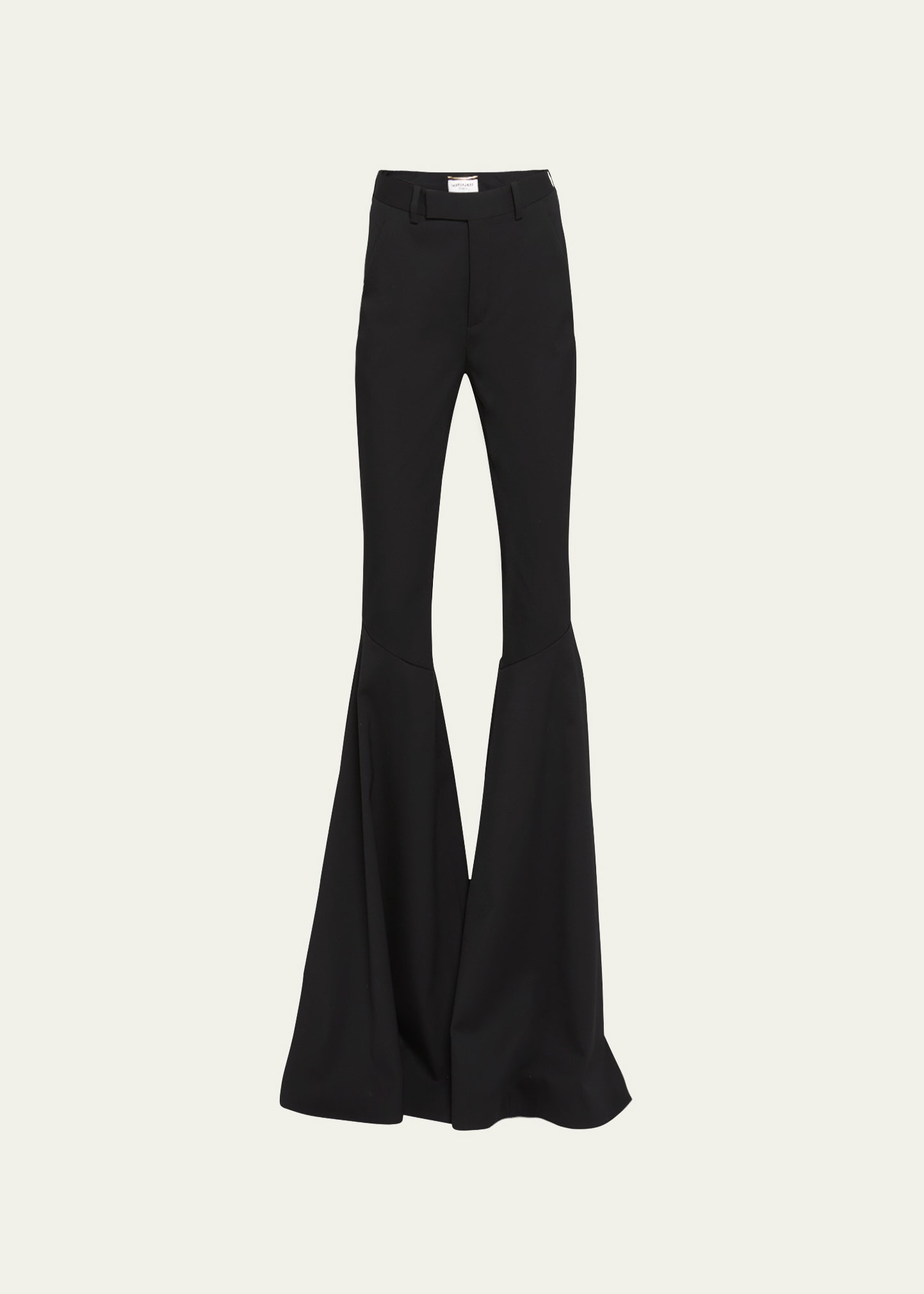 Saint Laurent Stretch Wool Flare Leg Pants In Nero