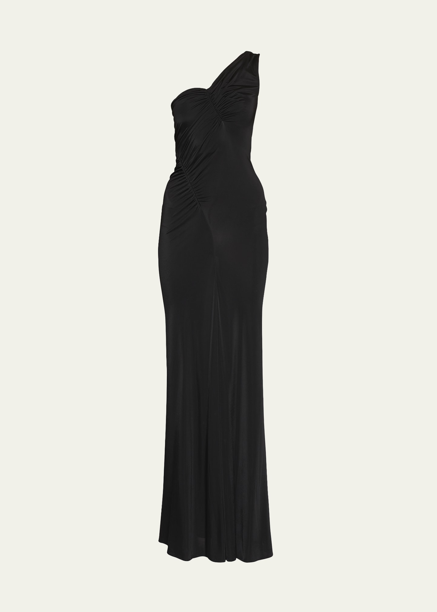 Ruched One-Shoulder Gown