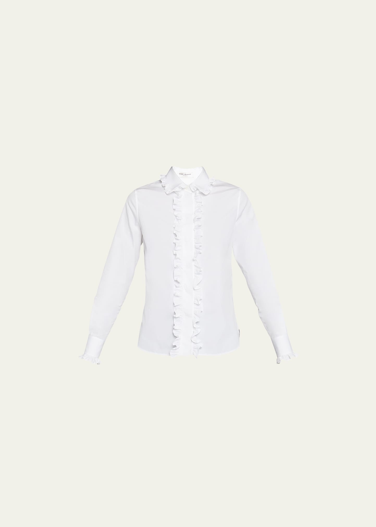 Saint Laurent Ruffled Button-front Shirt In White