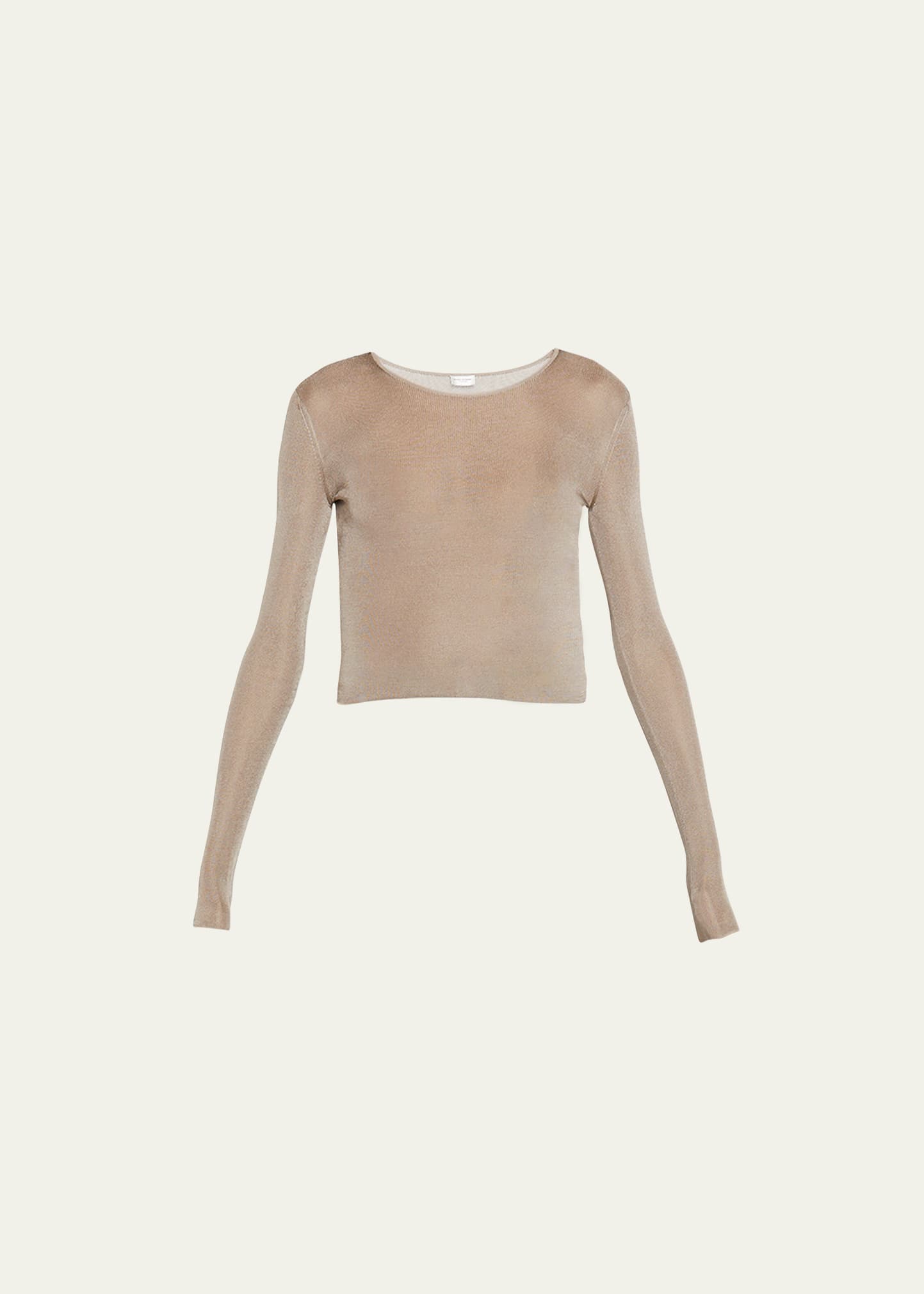 Saint Laurent Semi-sheer Knit Sweater In Taupe