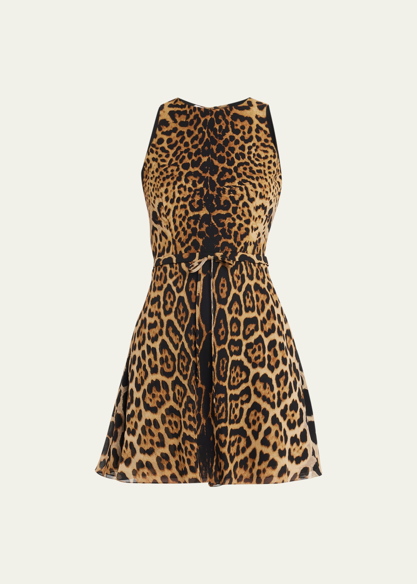 Shop Saint Laurent Leopard Print Belted Mini Dress In Natleopar