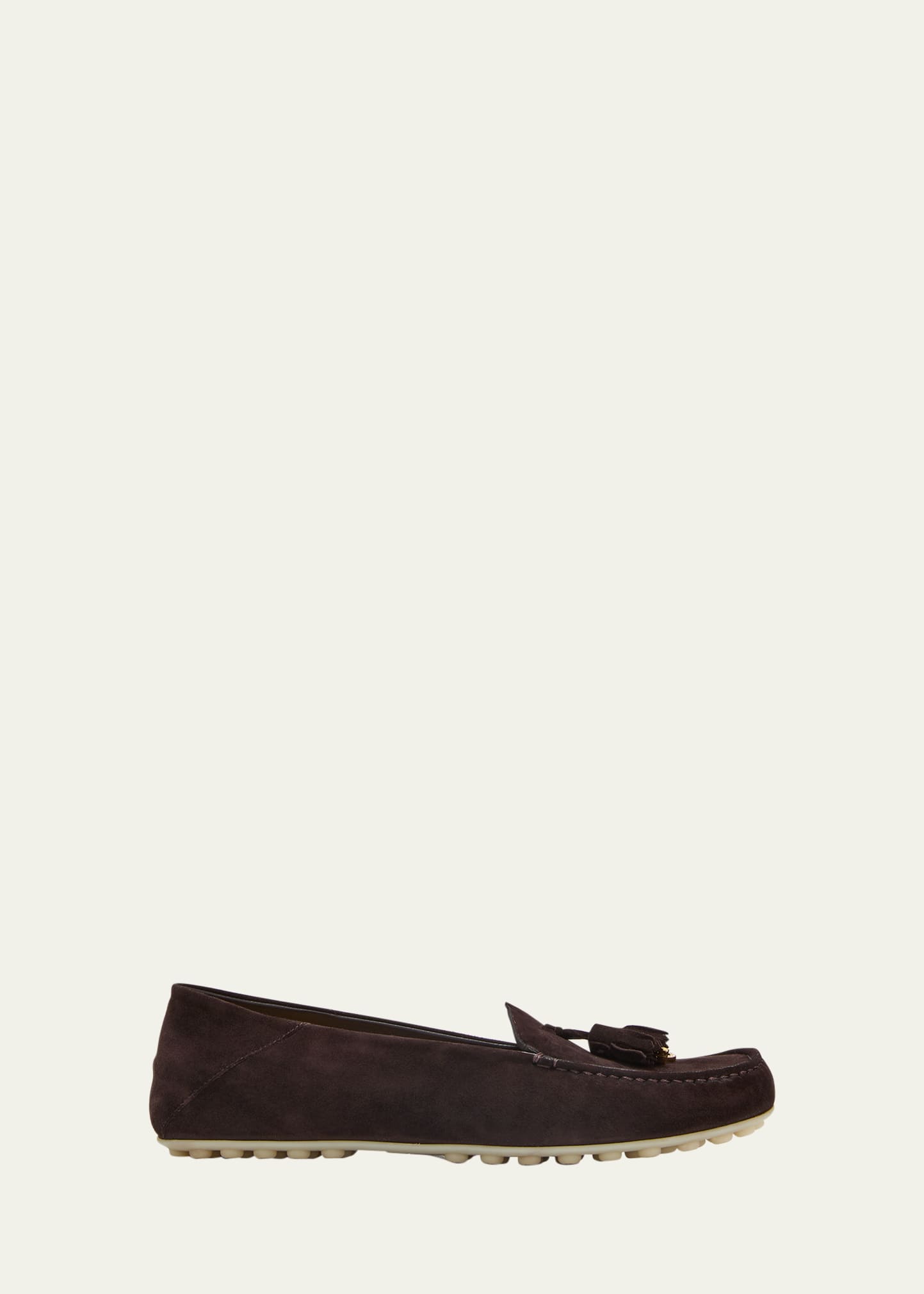 Loro Piana Suede Tassel Moccasin Loafers In H026 Chocolate