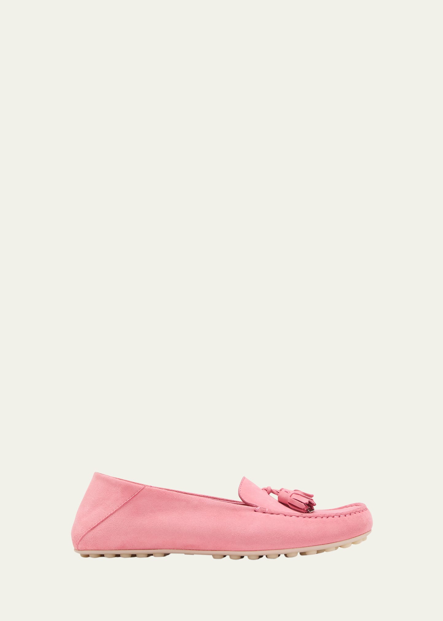 Loro Piana Suede Tassel Moccasin Loafers In 30ck Garofano Pin